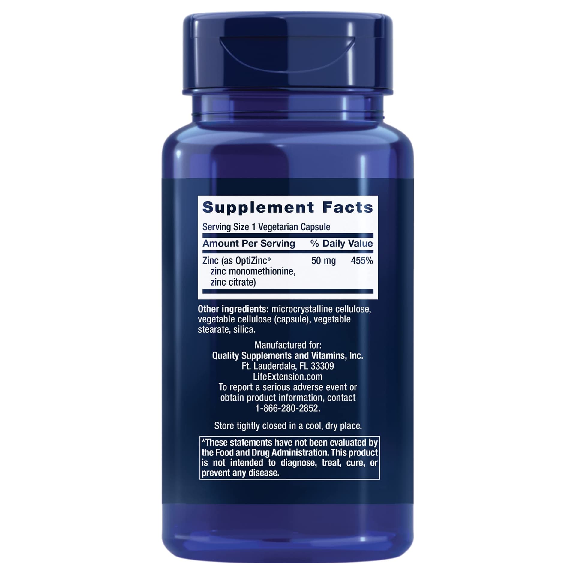 Life Extension Zinc Caps, zinc 50 mg – Bild 2