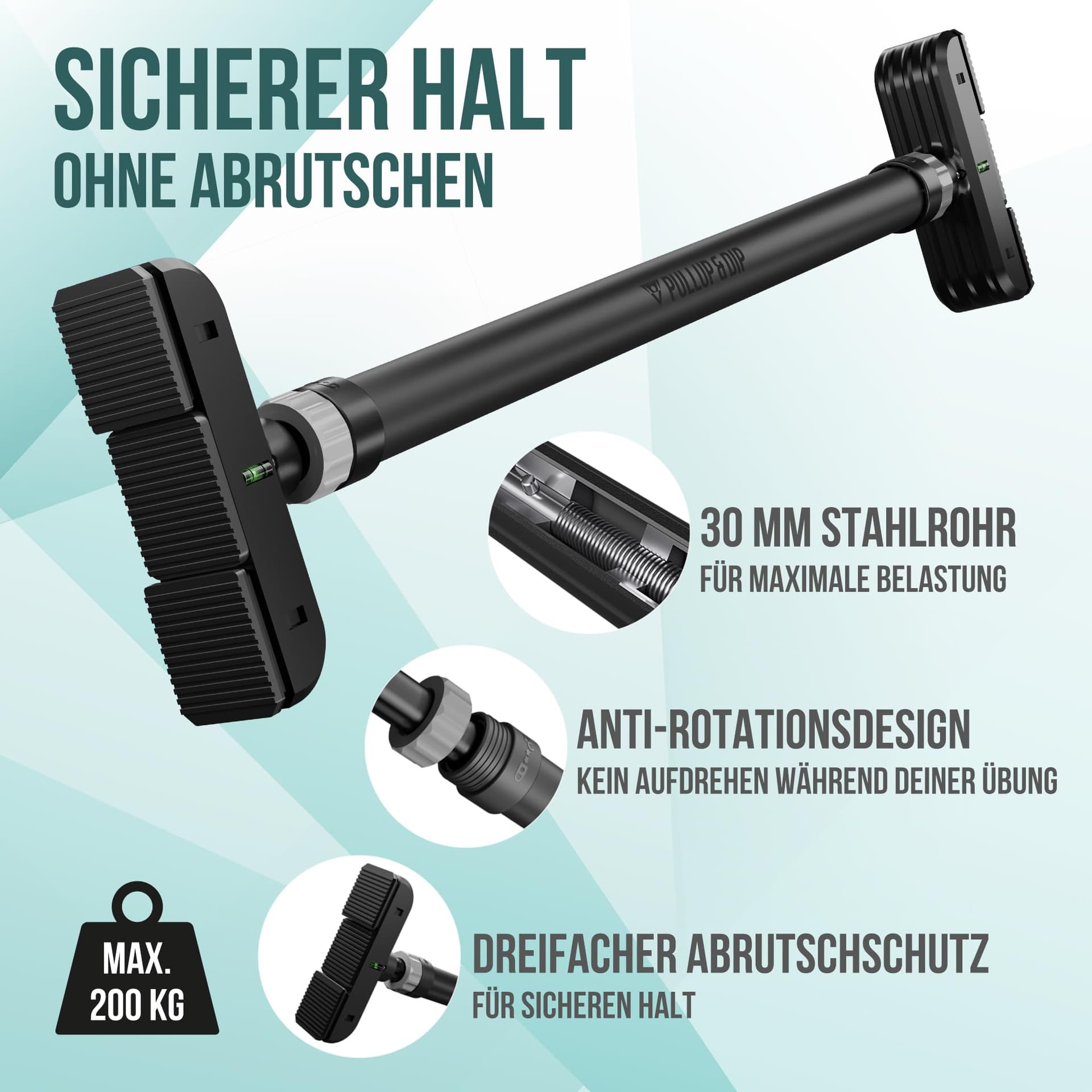 PULLUP & DIP Klimmzugstange für Türrahmen zum Einhängen – Bild 3