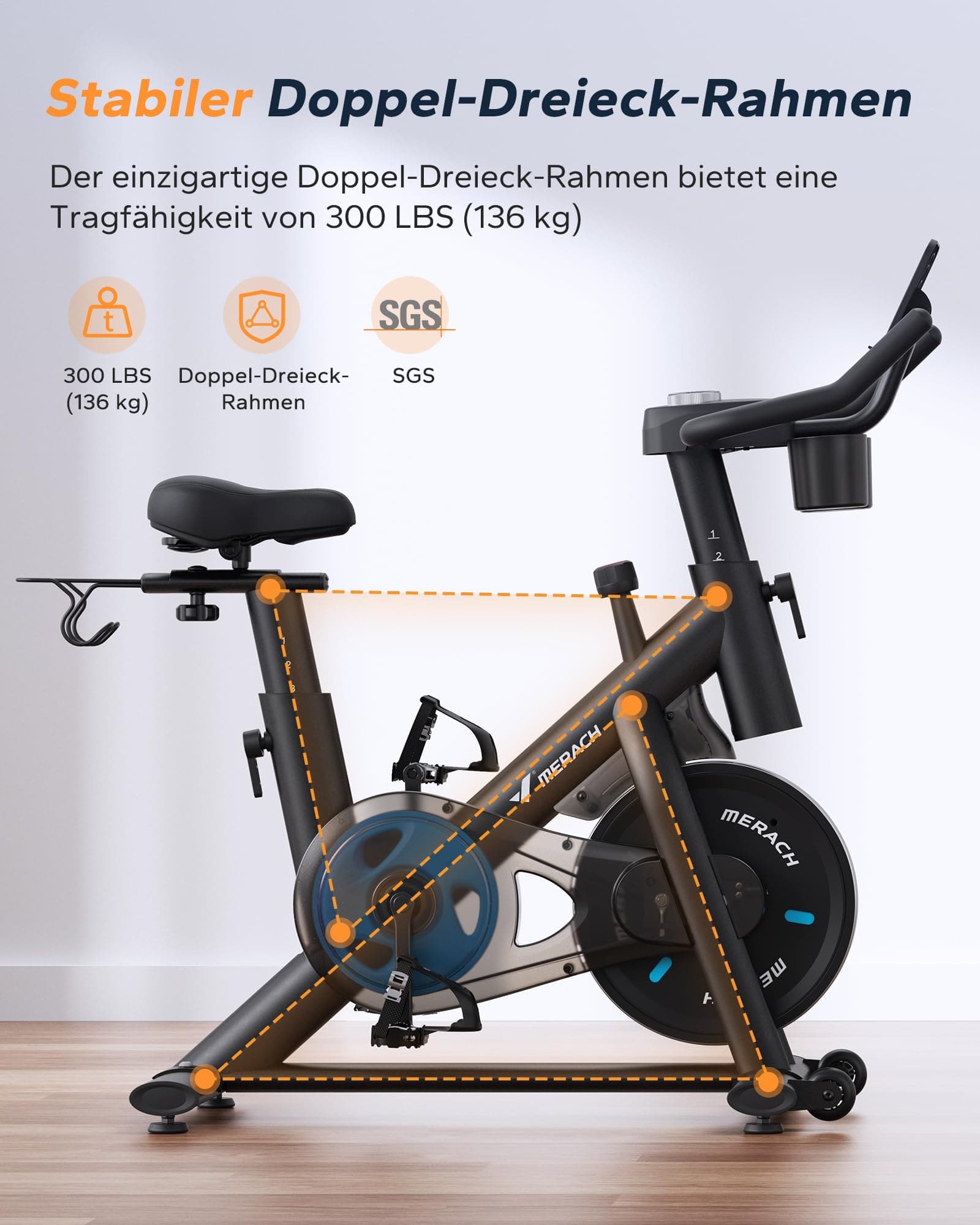 MERACH Heimtrainer Fahrrad mit Magnetischem Widerstand – Bild 4
