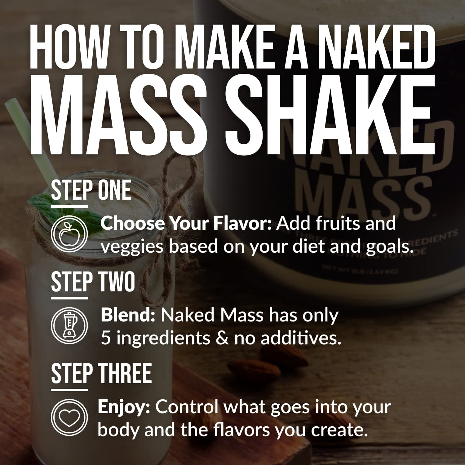 NAKED Chocolate Mass Gainer - All Natural Weight Gainer Protein Powder - 8lb – Bild 6