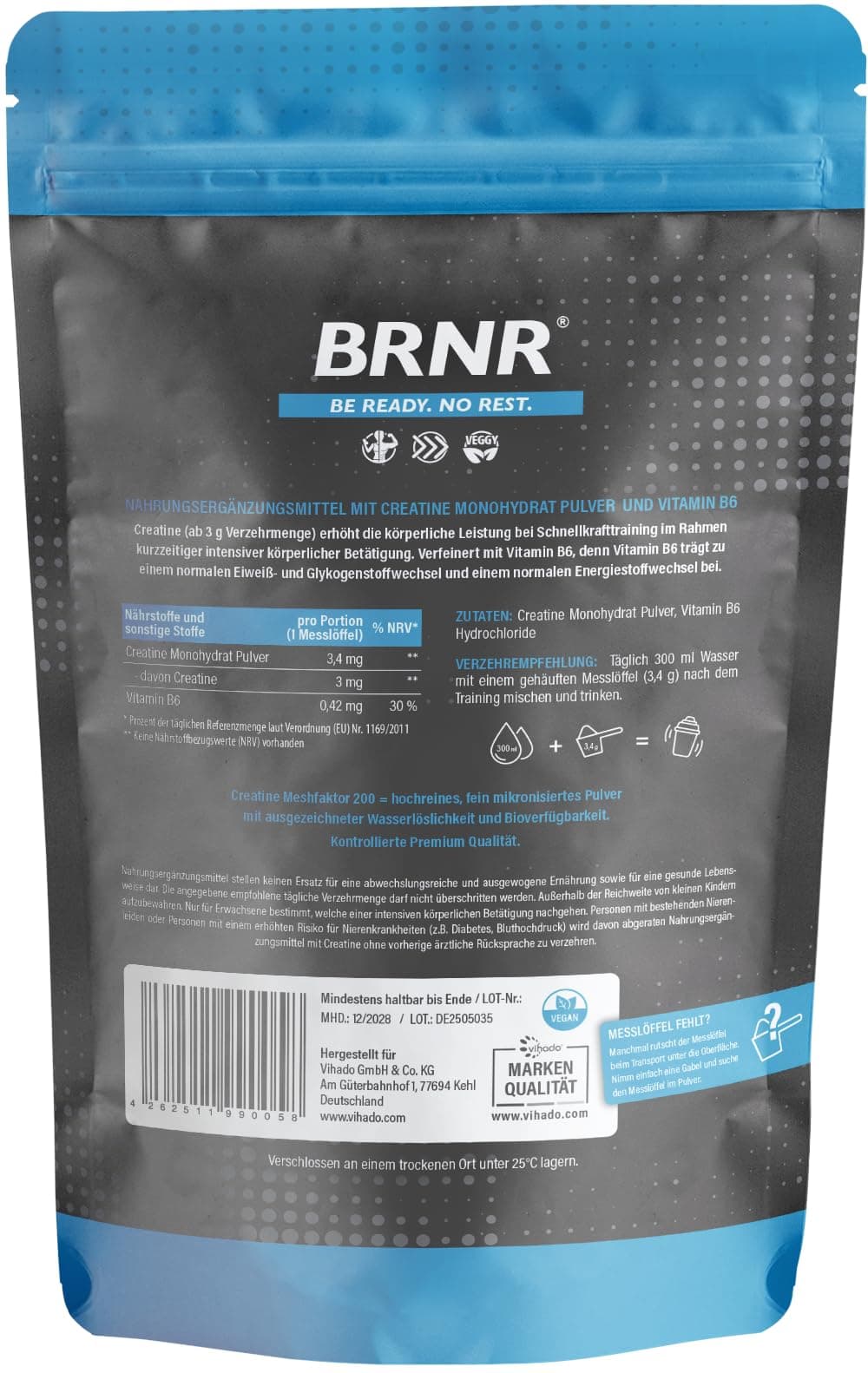 BRNR Creatin Monohydrat Pulver, 500g – Bild 6