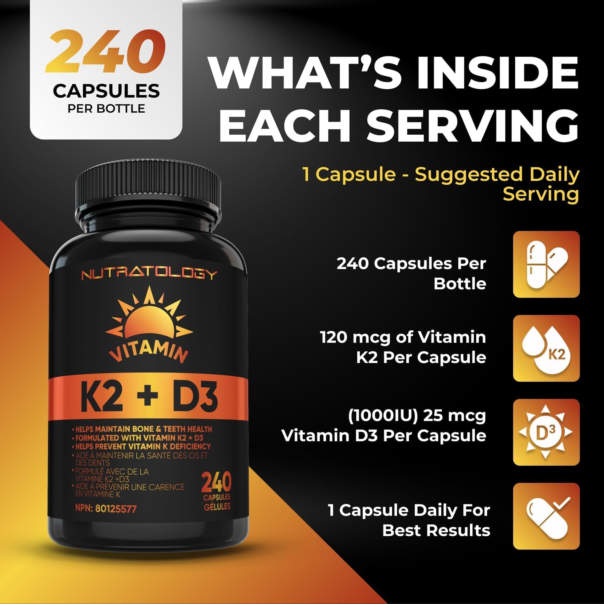 Nutratology ® Vitamin K2 + D3 – Bild 3