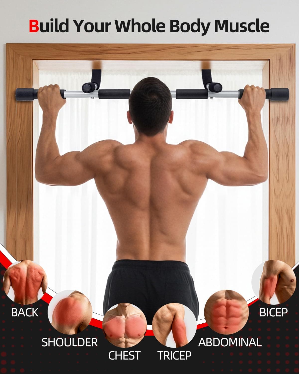 ABAHUB Home Pull Up Bar - Doorway Mount for Apartments | 440lb – Bild 2