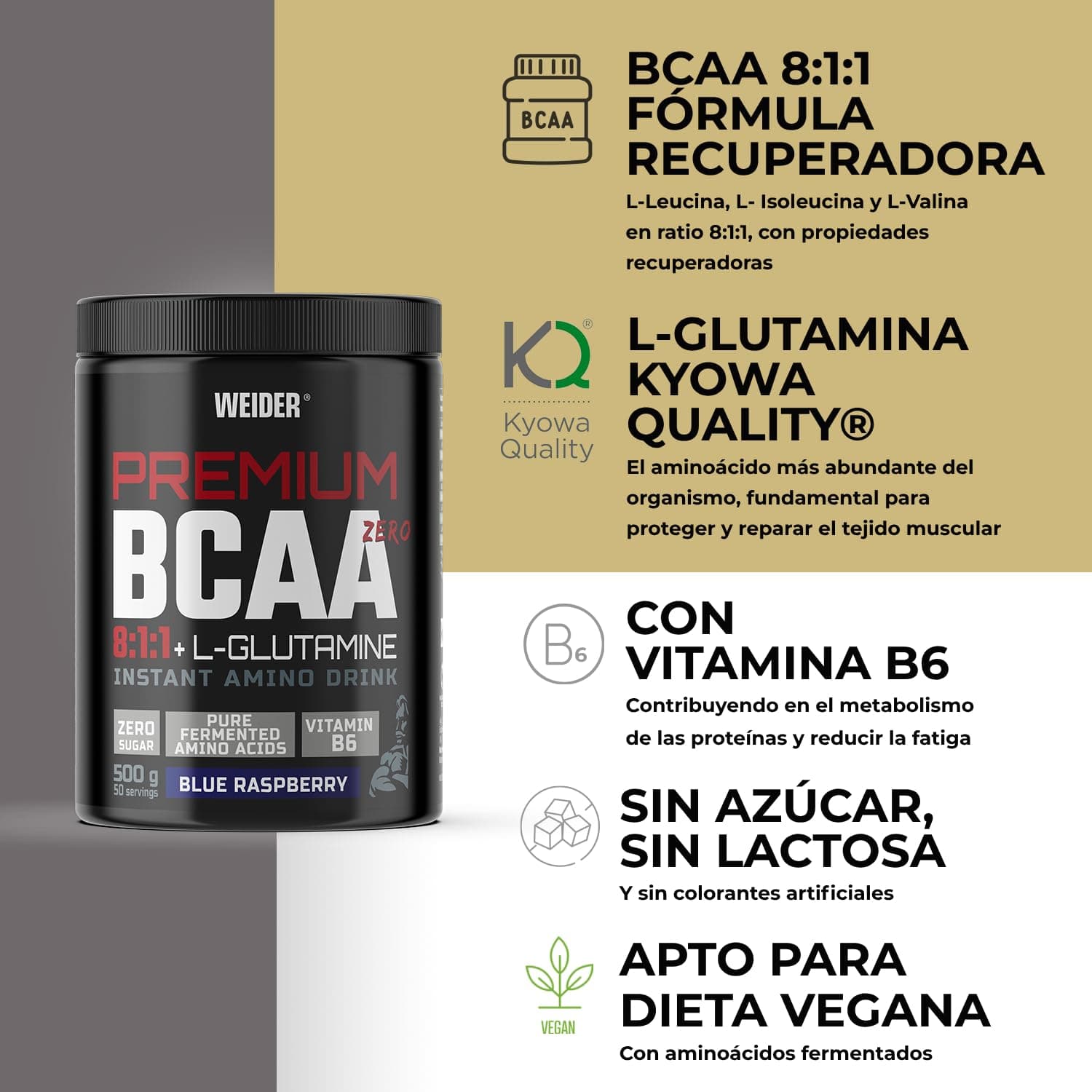 Weider Premium Bcaa 8:1:1+l-gluamina Sabor Blue Raspberry 500g – Bild 3
