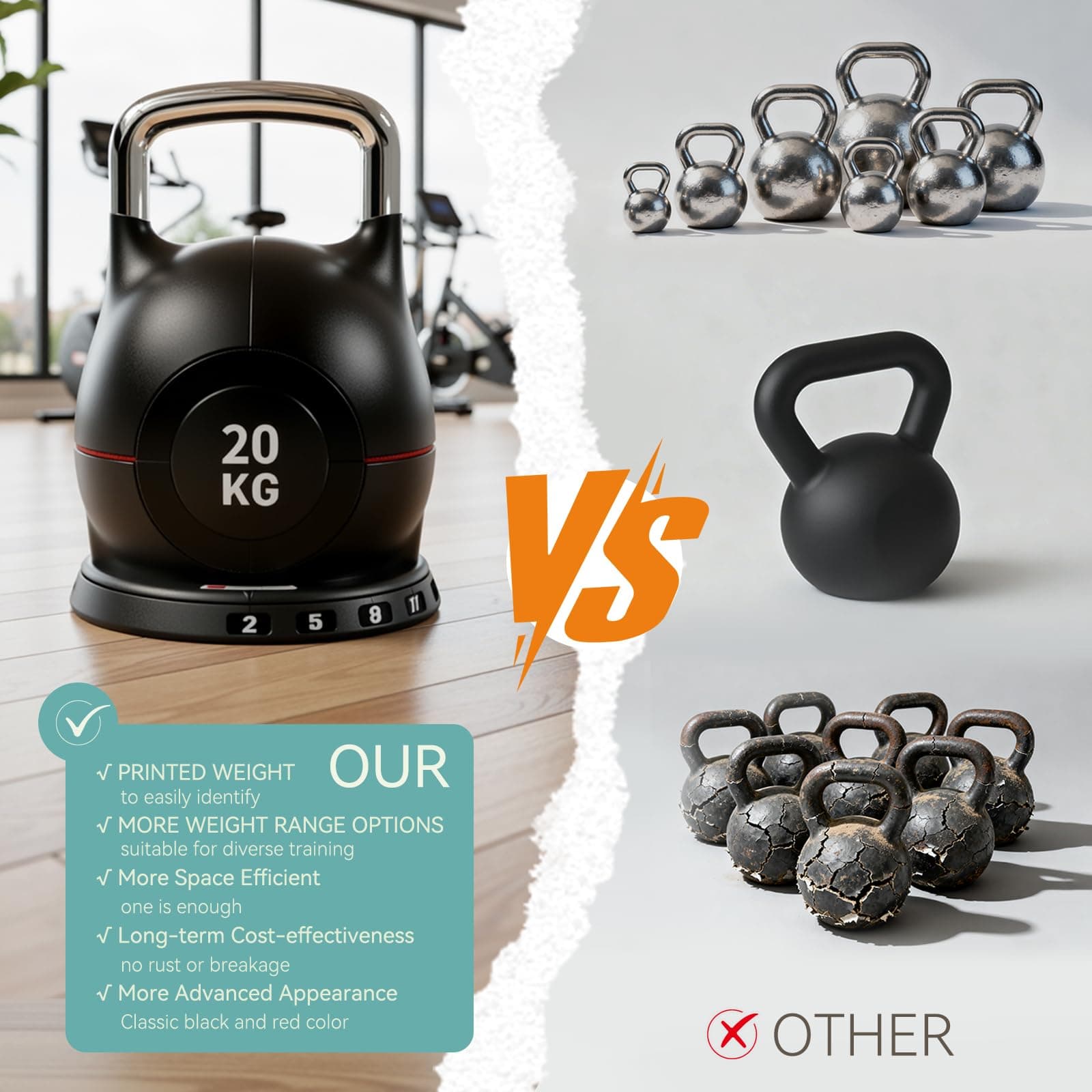 LIFERUN Kettlebell Verstellbare Hanteln Set 7 in 1 – Bild 8