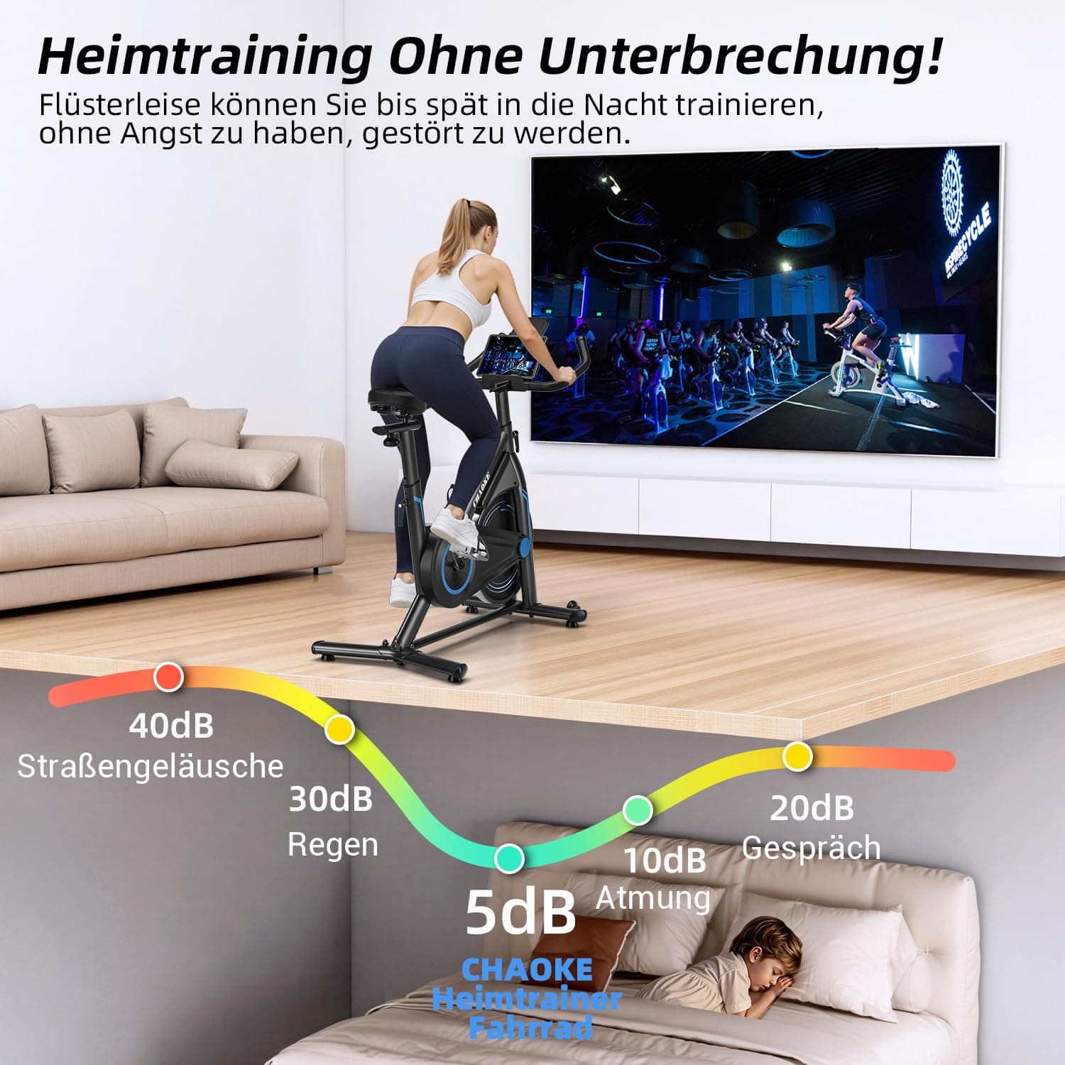 CHAOKE Heimtrainer Fahrrad mit App – Bild 3