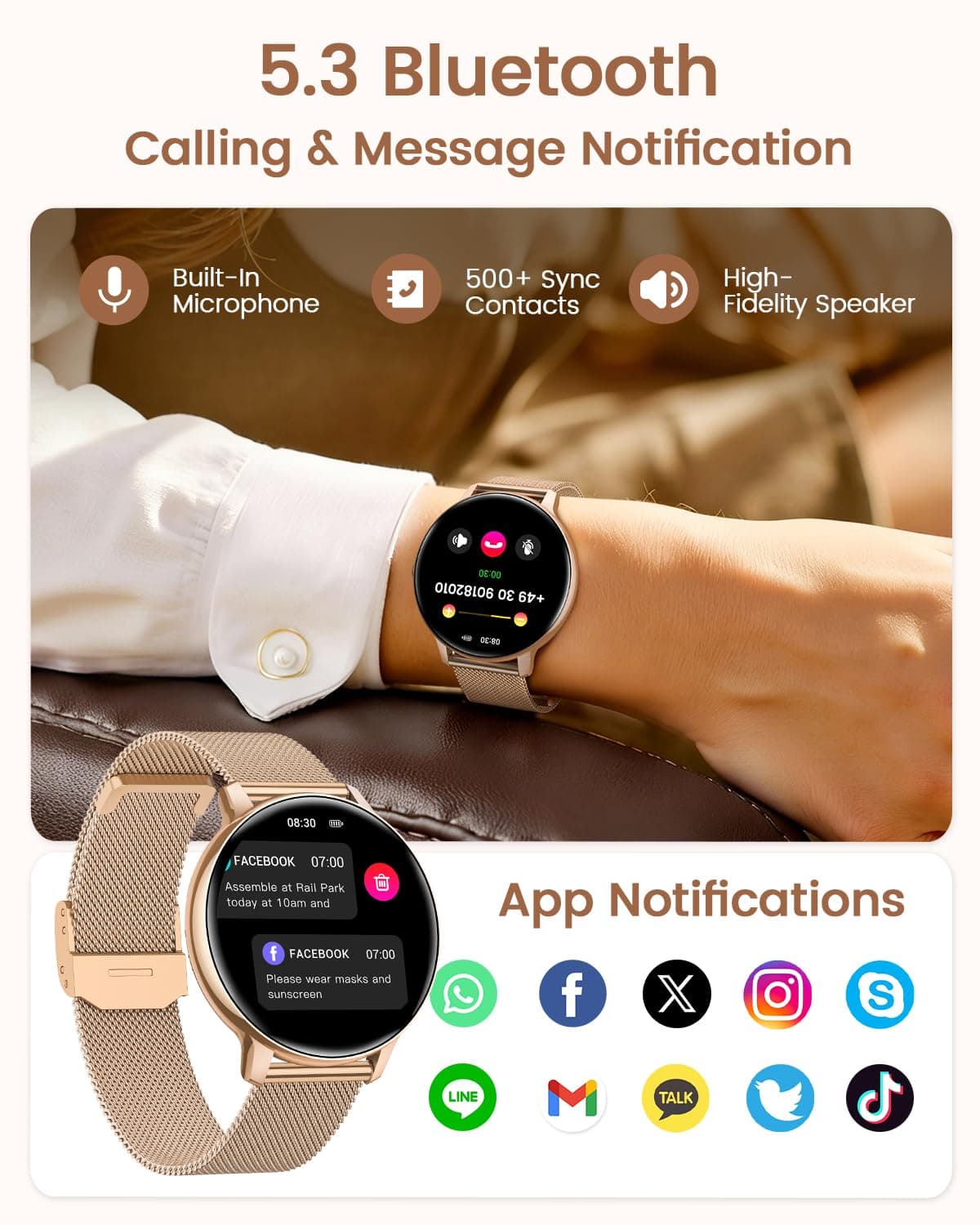 Oliimptek Smartwatch Damen Rund – Bild 8
