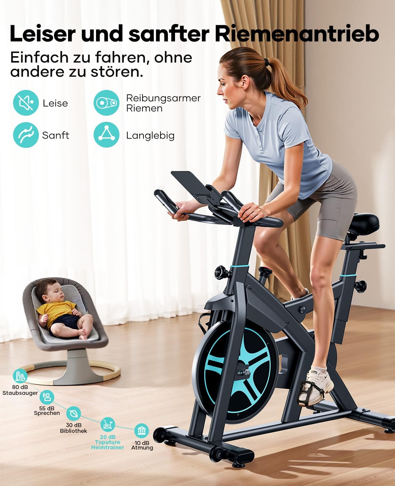 Toputure [2026 Aktualisierte] Heimtrainer Fahrrad mit APP und – Bild 5