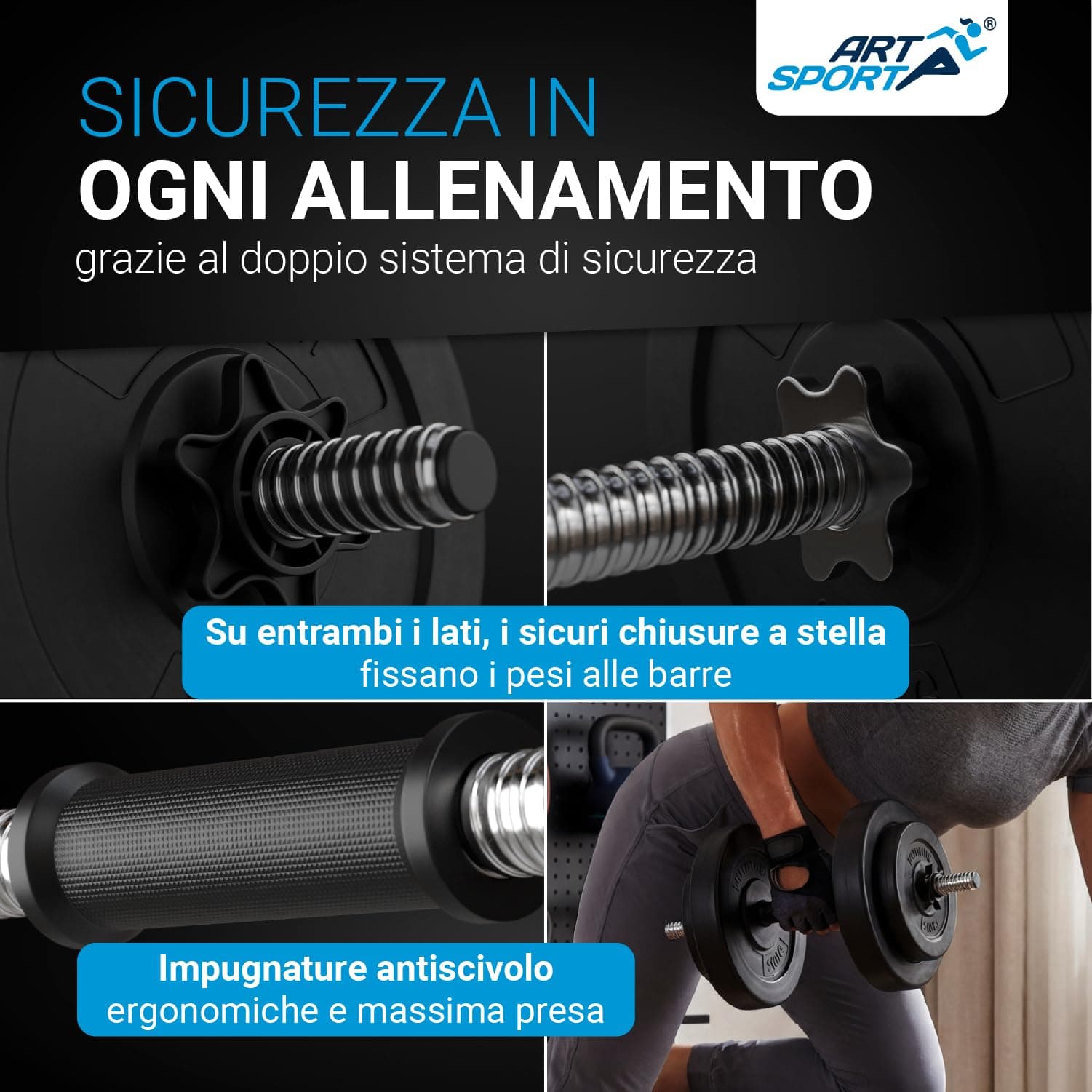 ArtSport set di manubri corti 3in1 con 2 manubri – Bild 4