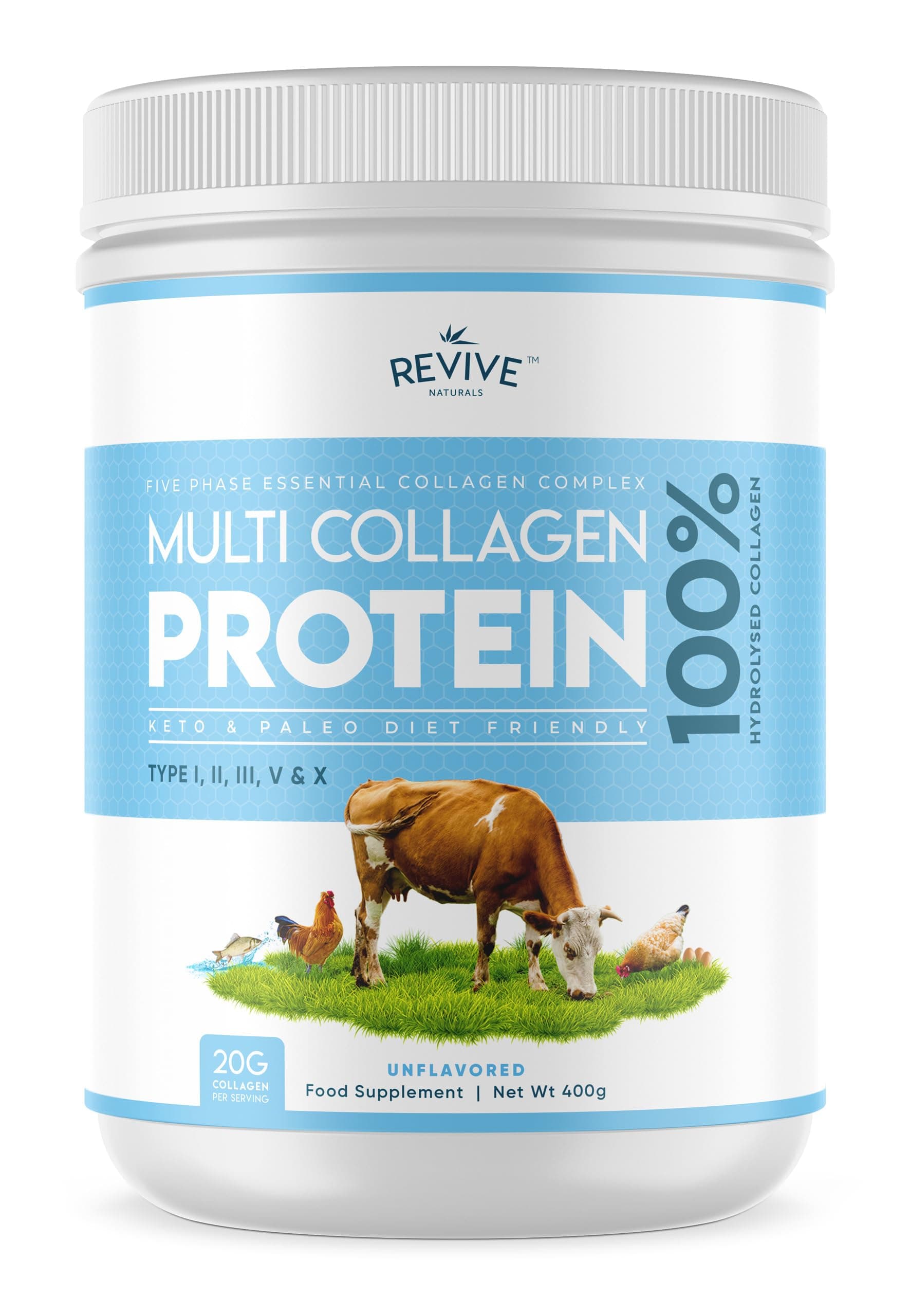 Revive Naturals Multi Collagen Peptides Protein Powder - 454g