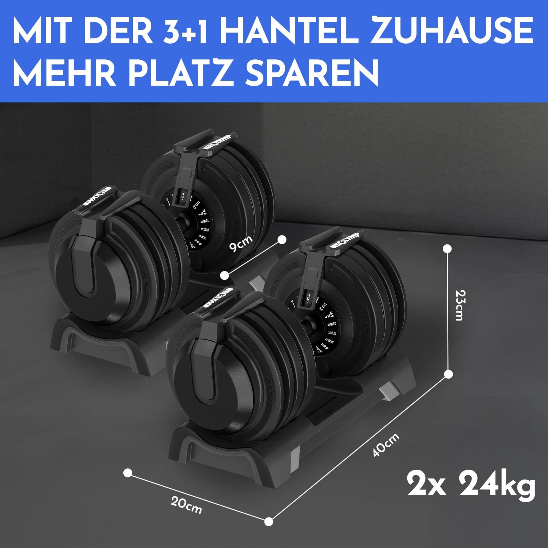 NEOLYMP 2er Set Kurzhantel verstellbar (2-24 kg – Bild 2