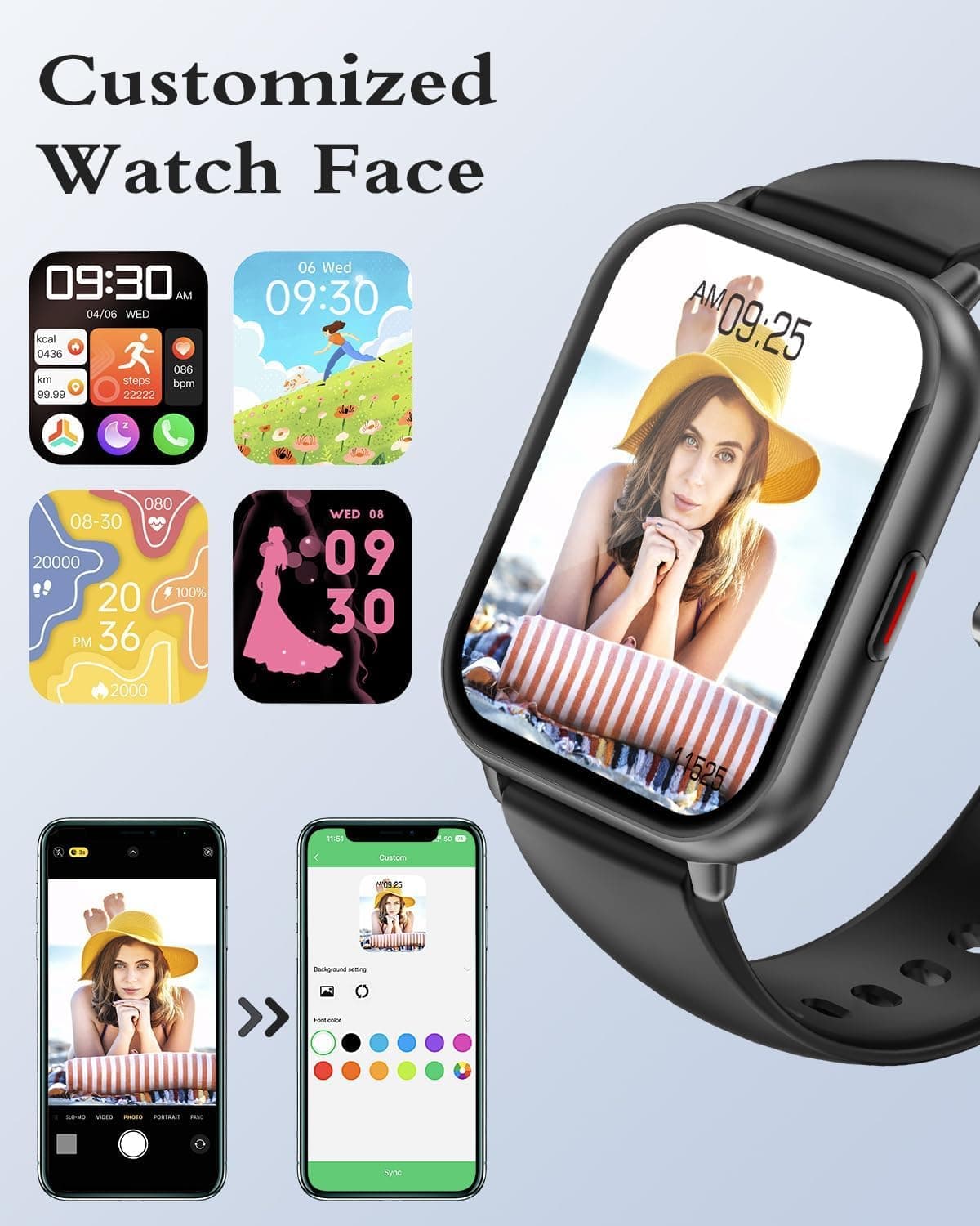 RUIMEN Montre Connectée Homme Femme avec Appel Bluetooth – Bild 5