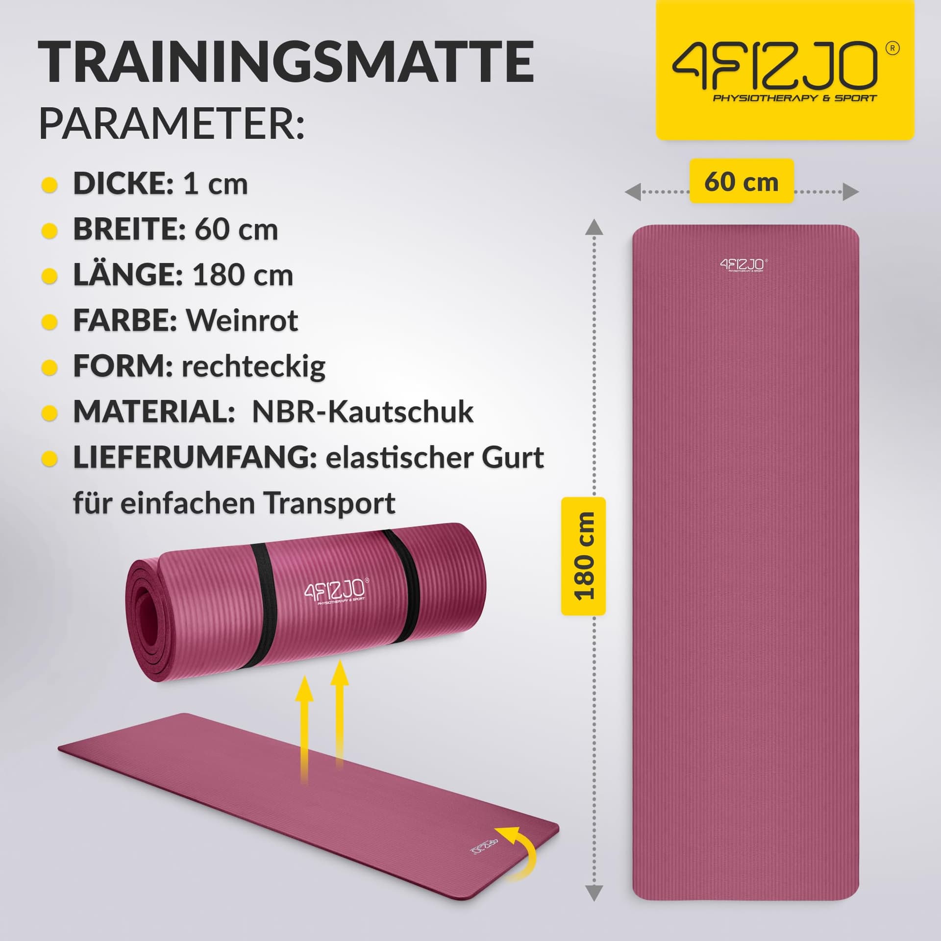 4FIZJO Fitnessmatte mit Tragegurt – Bild 3
