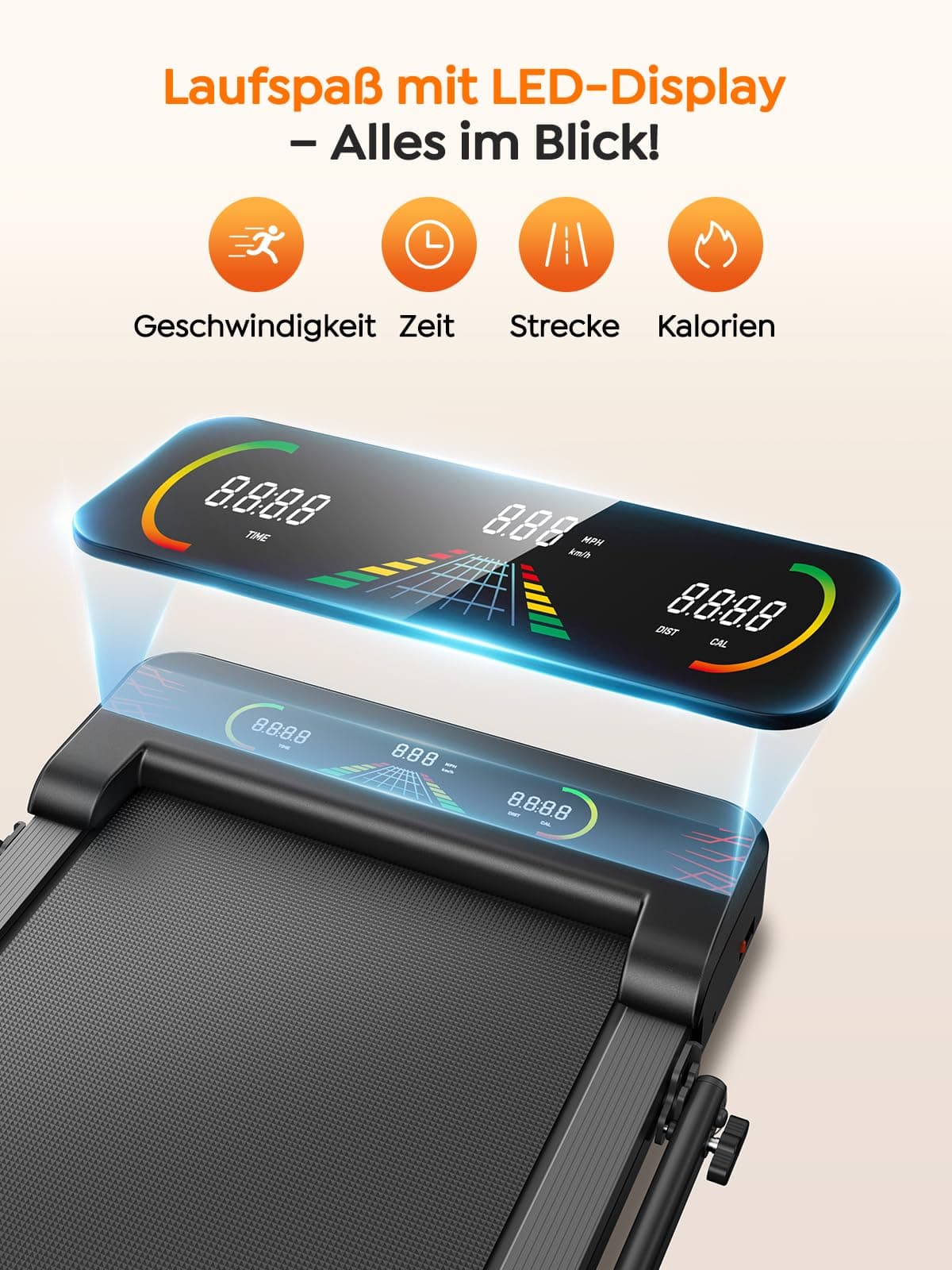 HomeTro Klappbares Laufband mit Steigung für Zuhause & Büro – Bild 4