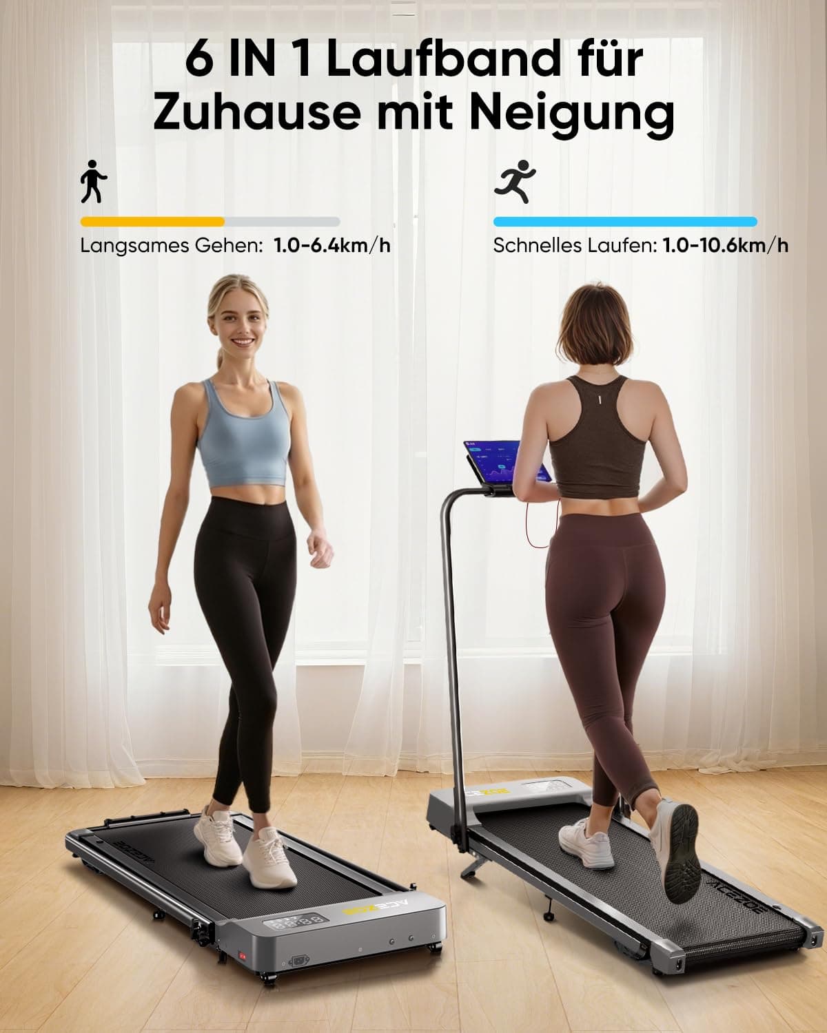 Acezoe 6 in 1 laufband für zuhause klappbar,Walking Pad mit – Bild 2