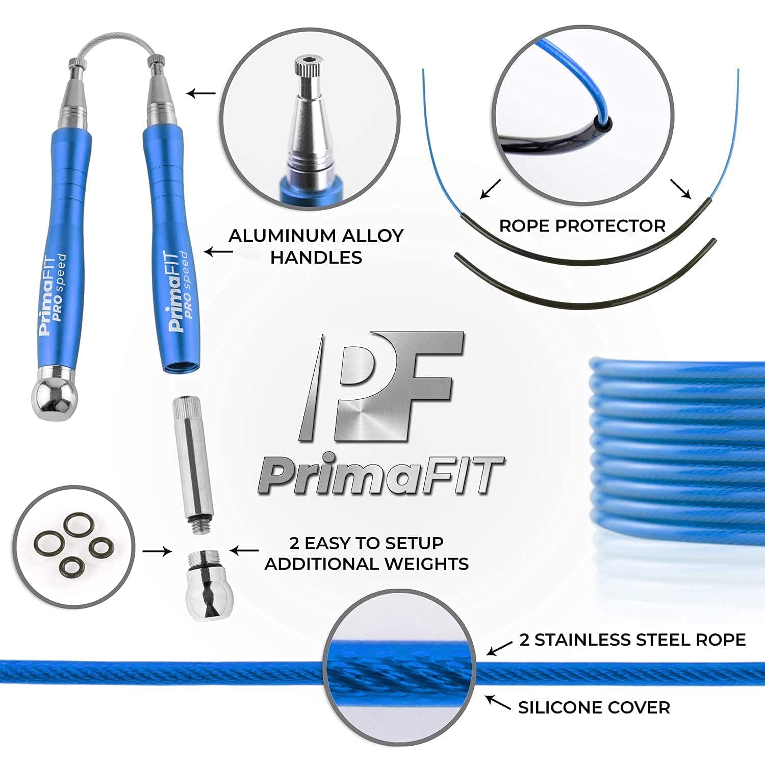 PrimaFit Springseil Erwachsene Fitness Pro Speed Jump Rope – Bild 4