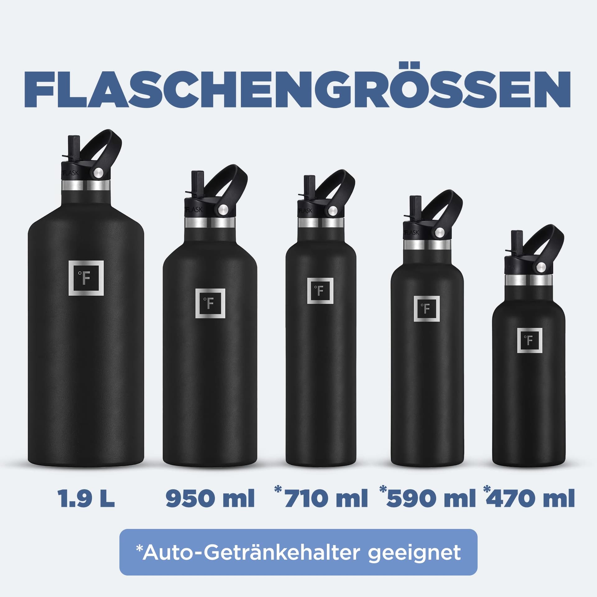 IRON °FLASK Edelstahl Trinkflasche mit 3 Deckel – Bild 6