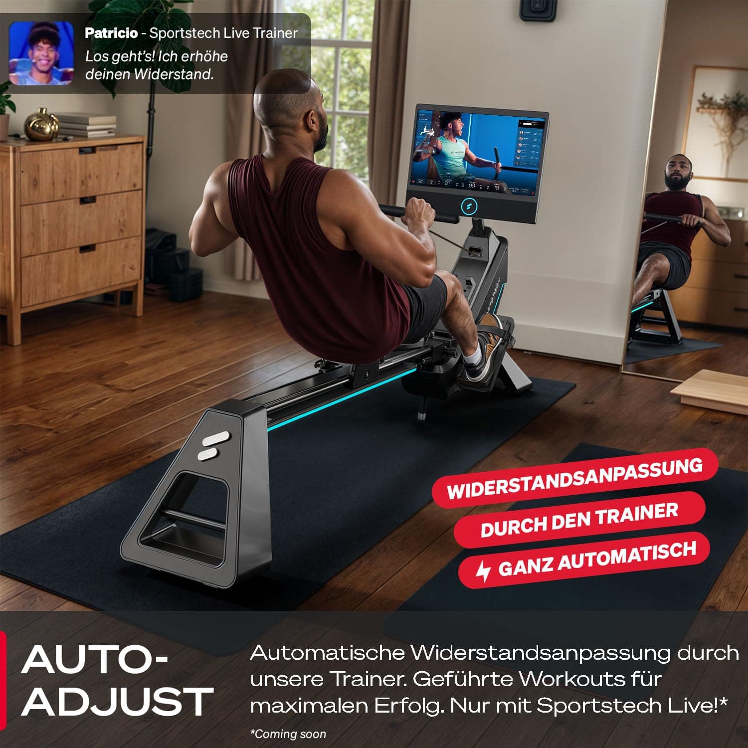 Sportstech Premium Rudergerät für zuhause + 21.5" Touch – Bild 5