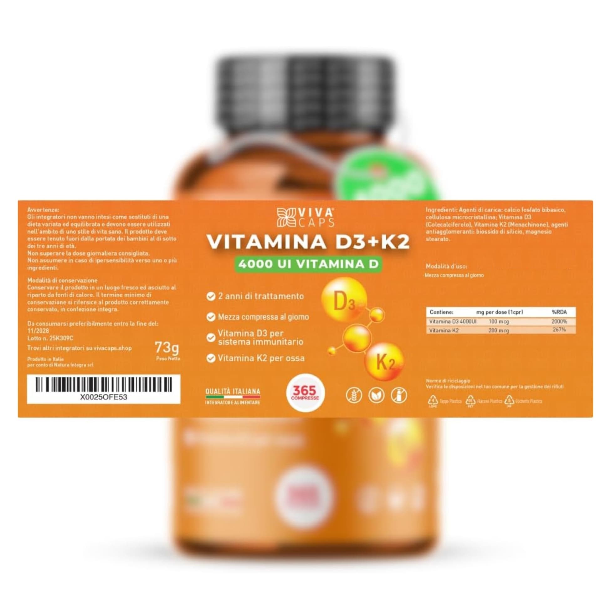 VIVACAPS Vitamina d3 k2 mk7 vegana alto dosaggio 365 Micro compresse – Bild 8