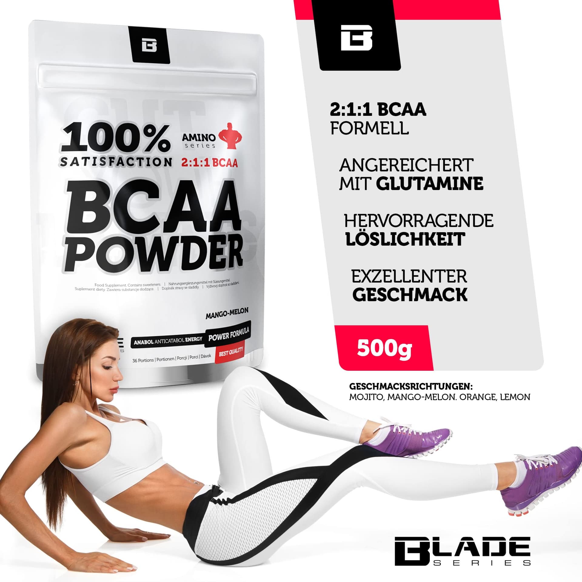 BLADE Series BCAA Pulver Mango&Melone – 500 g – Bild 2