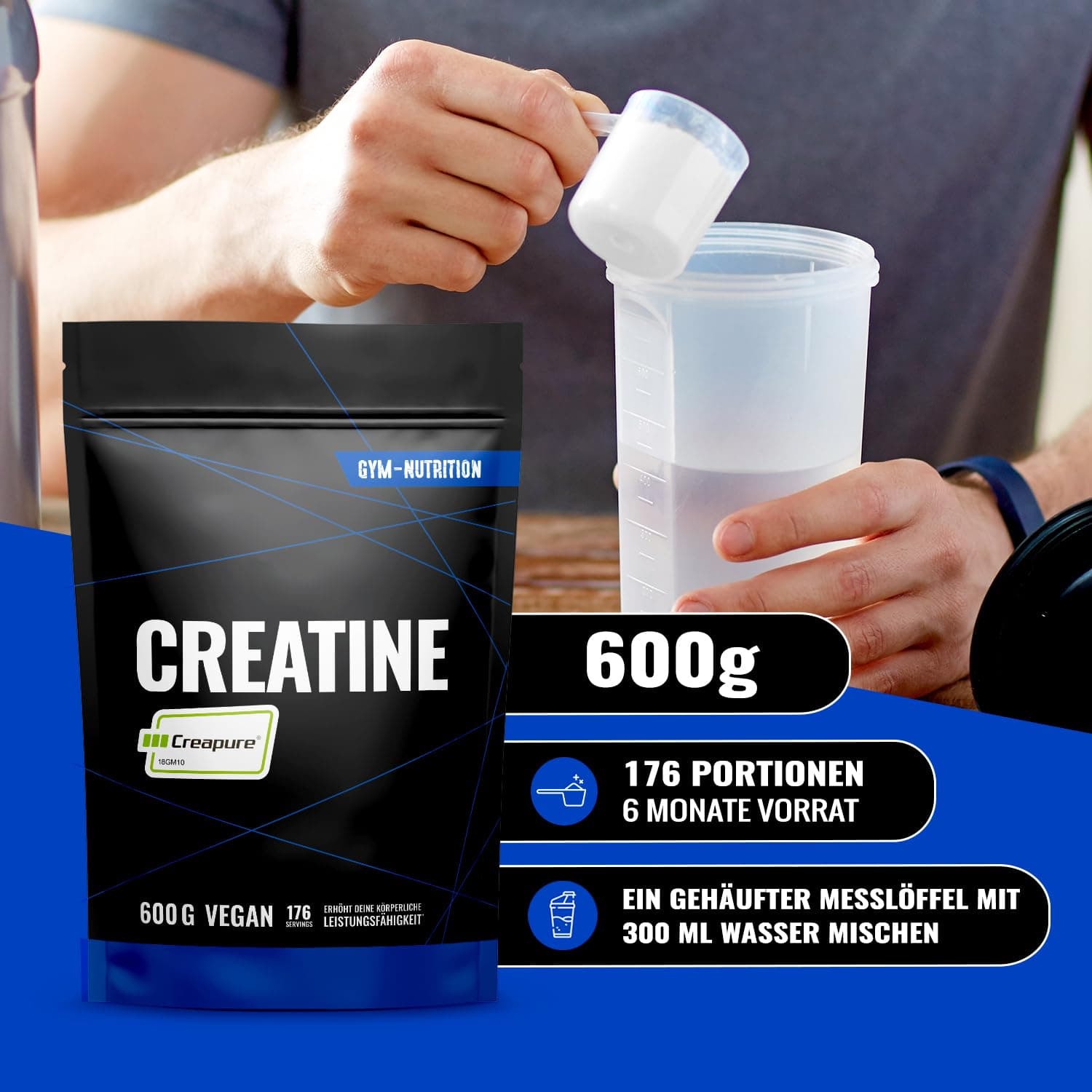 Gym Nutrition Creapure® Creatine Monohydrat Pulver 600g – Bild 3