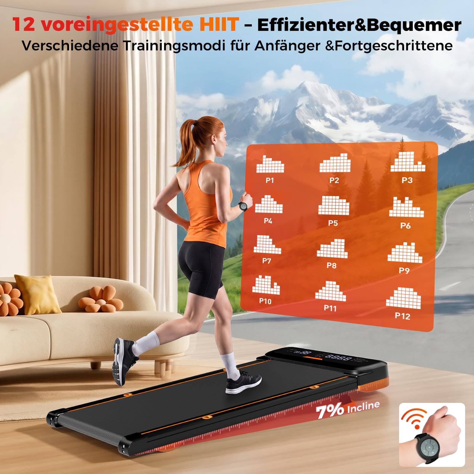 JAGJOG Walking Pad mit 7% Steigung,4 in 1 Laufband für Zuhause mit – Bild 7