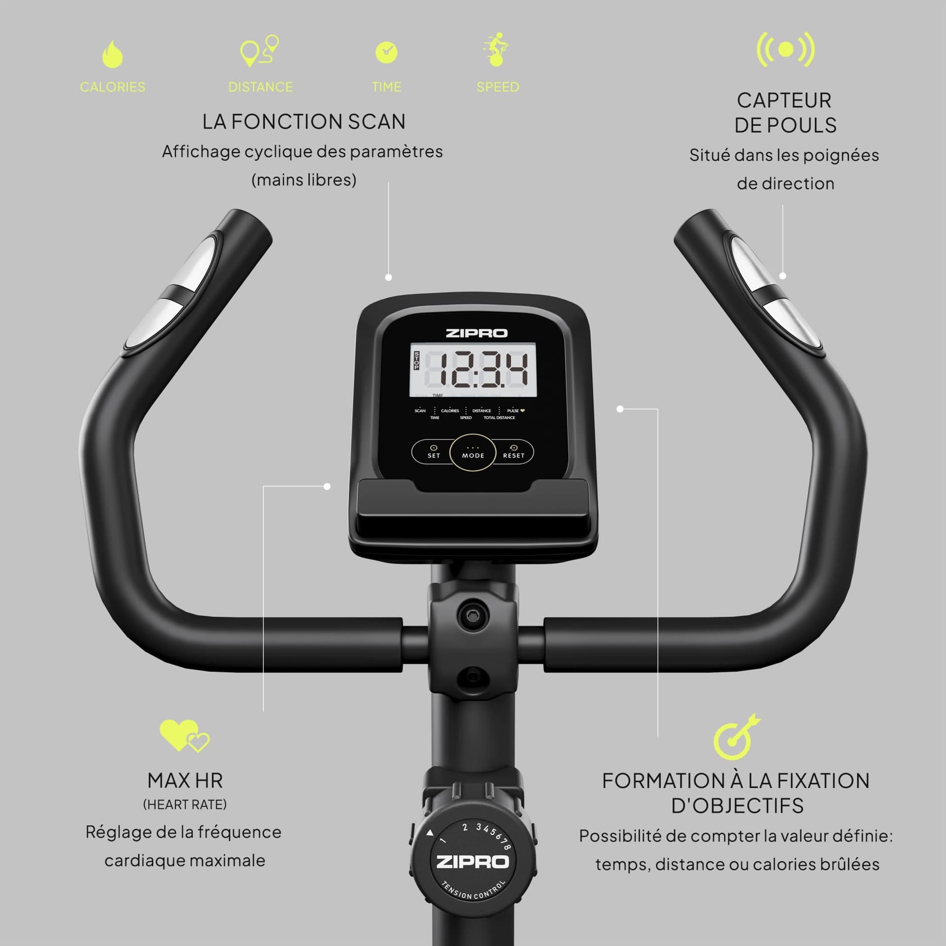 ZIPRO Cyclette da Casa con 8 Livelli di Resistenza Magnetica – Bild 4