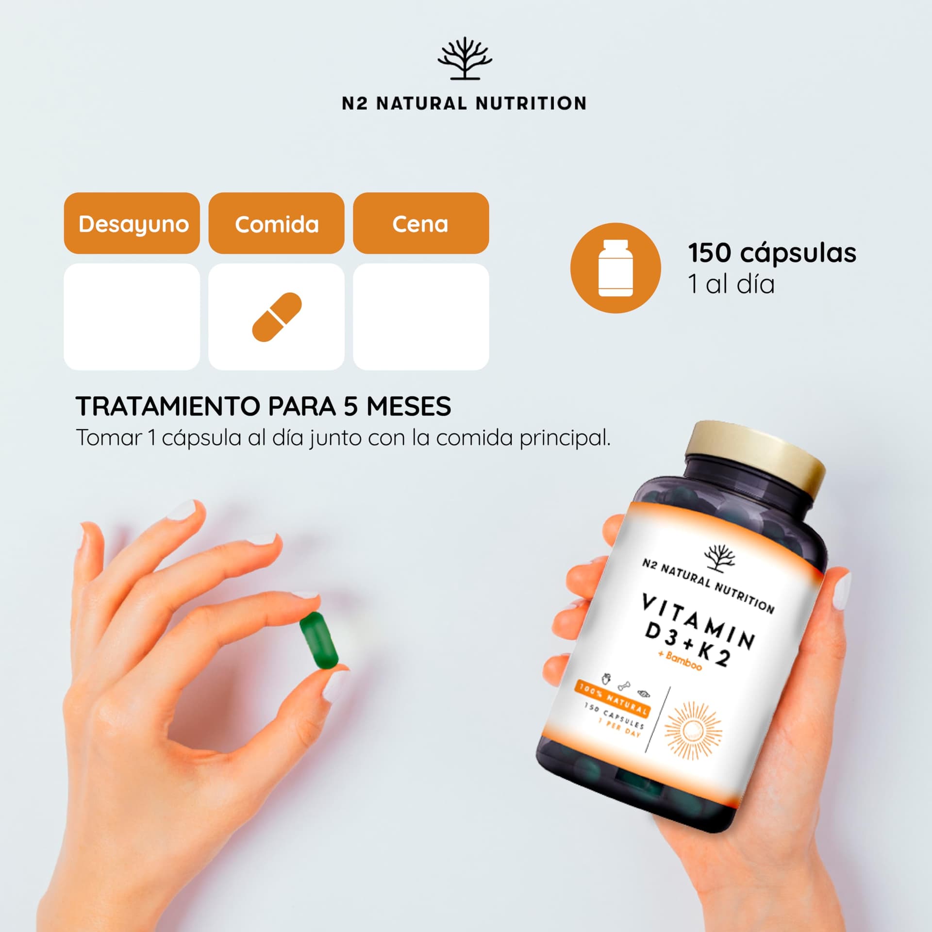 N2 Natural Nutrition Vitamine D3 K2 Dosage Élevé Naturelle – Bild 4
