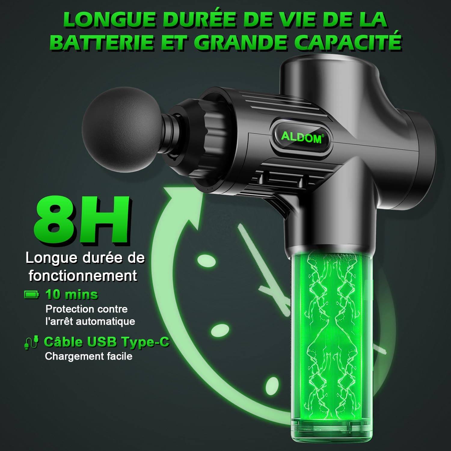 ALDOM Pistolet de Massage Musculaire ALDOM Appareil de Masseur de – Bild 4