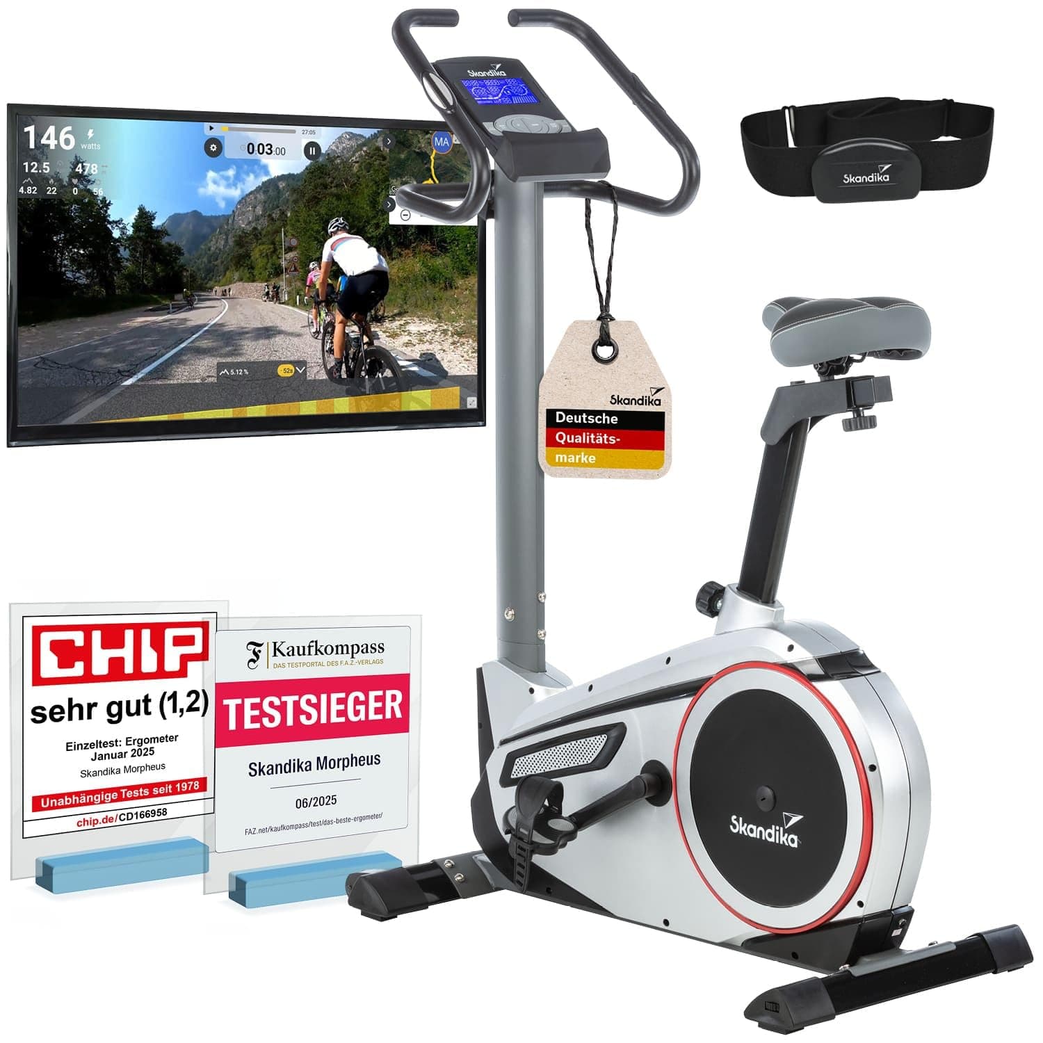 Skandika Ergometer Morpheus | Heimtrainer für Zuhause, 12 kg