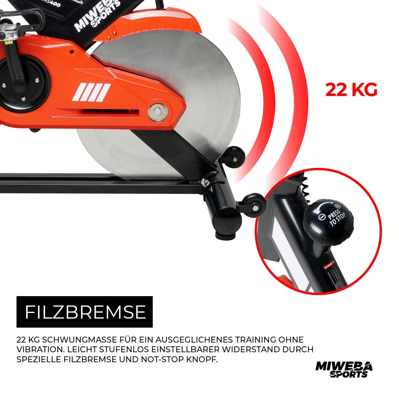 Miweba Sports Profi Indoor Cycling Bike MS400 | 22 Kg – Bild 5