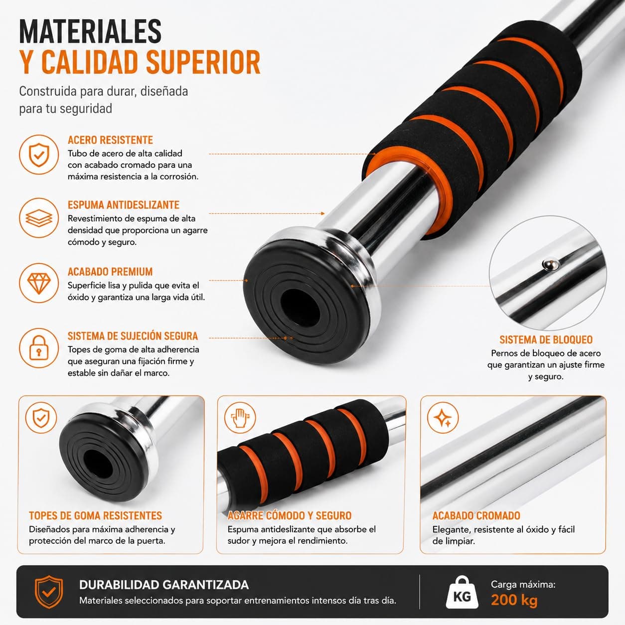 CABLEPELADO Barra dominadas para entrenamiento de fuerza – Bild 6