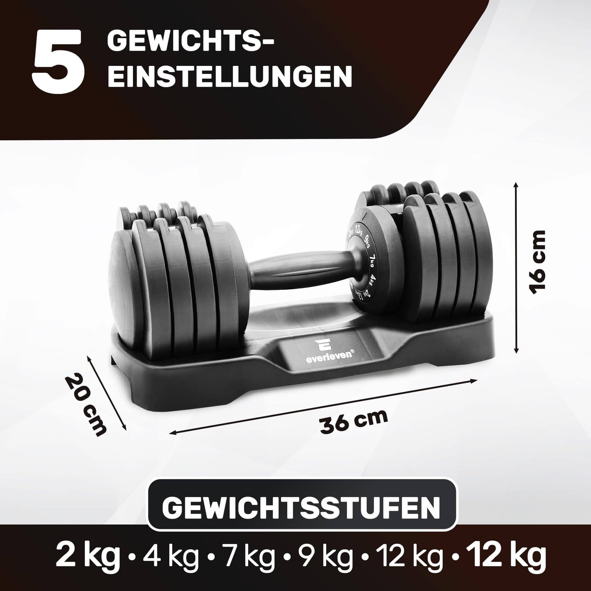 Verstellbare Kurzhantel Set 2x12kg – Bild 6