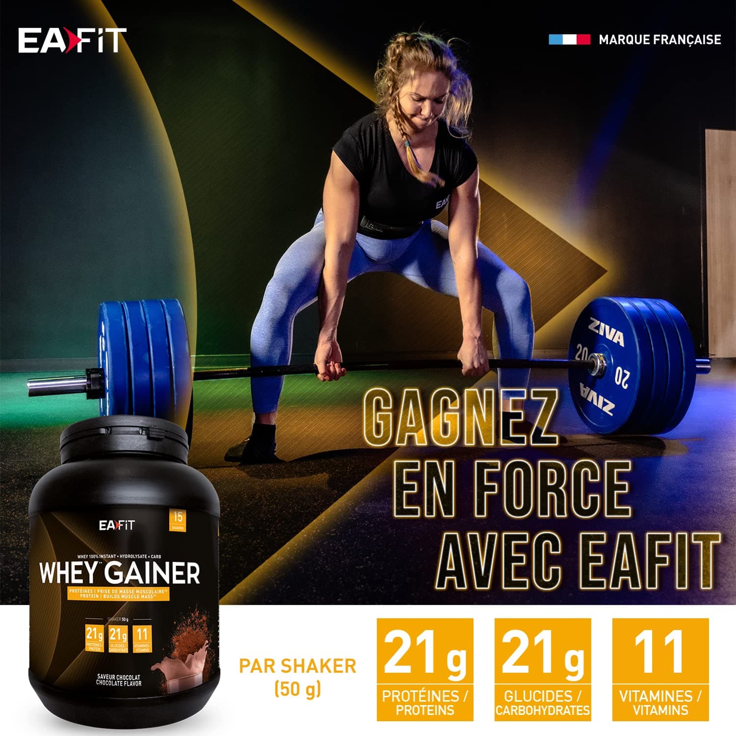 Eafit WHEY GAINER - EAFIT - Prise de masse musculaire et apport calorique - 22g – Bild 3