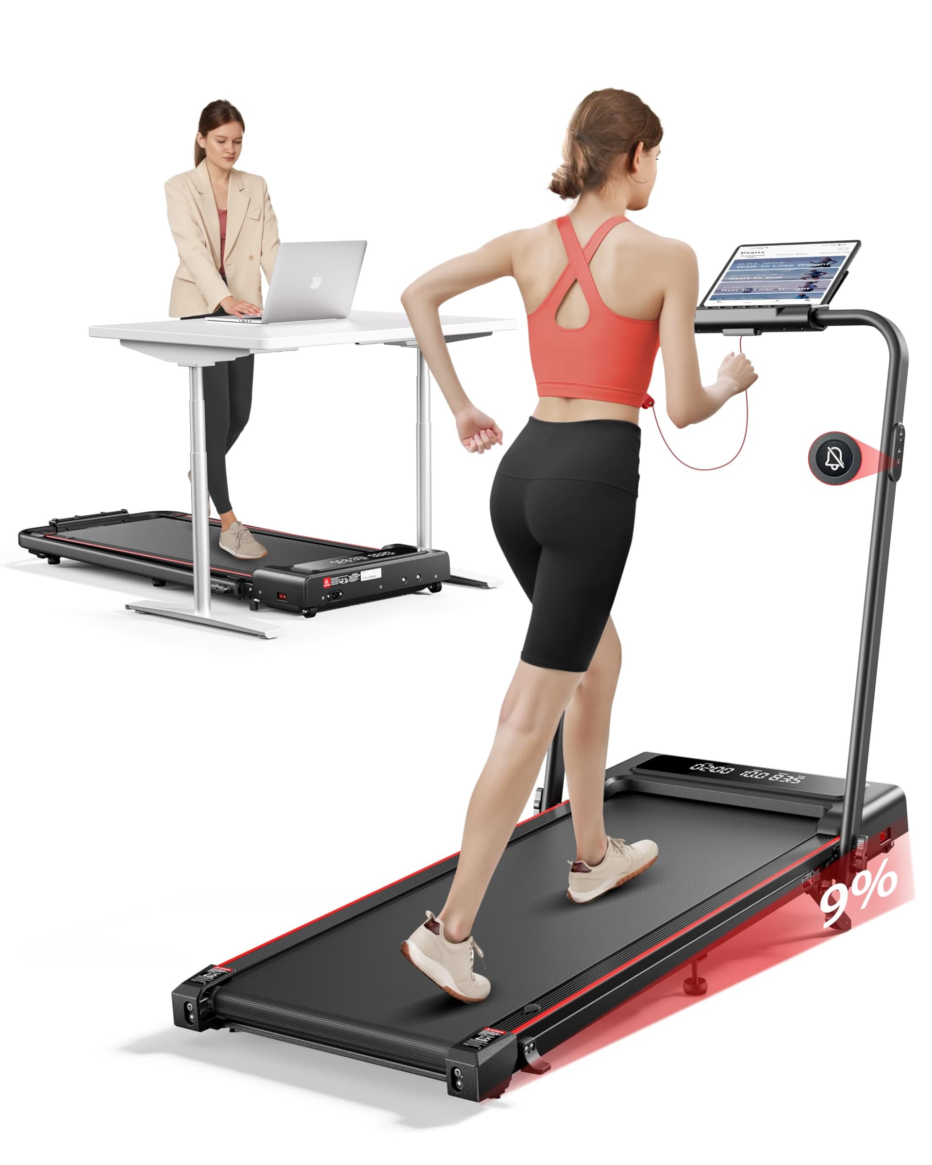 Toputure 4 in 1 Folding Treadmill with 9% Incline