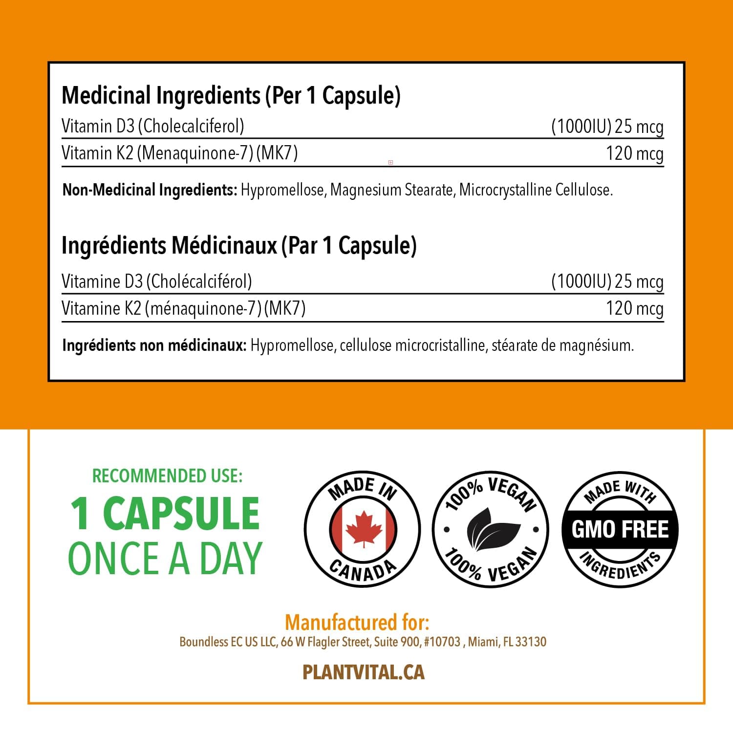Plantvital High-Potency Vegan Vitamin D3 + K2 -Made in – Bild 6