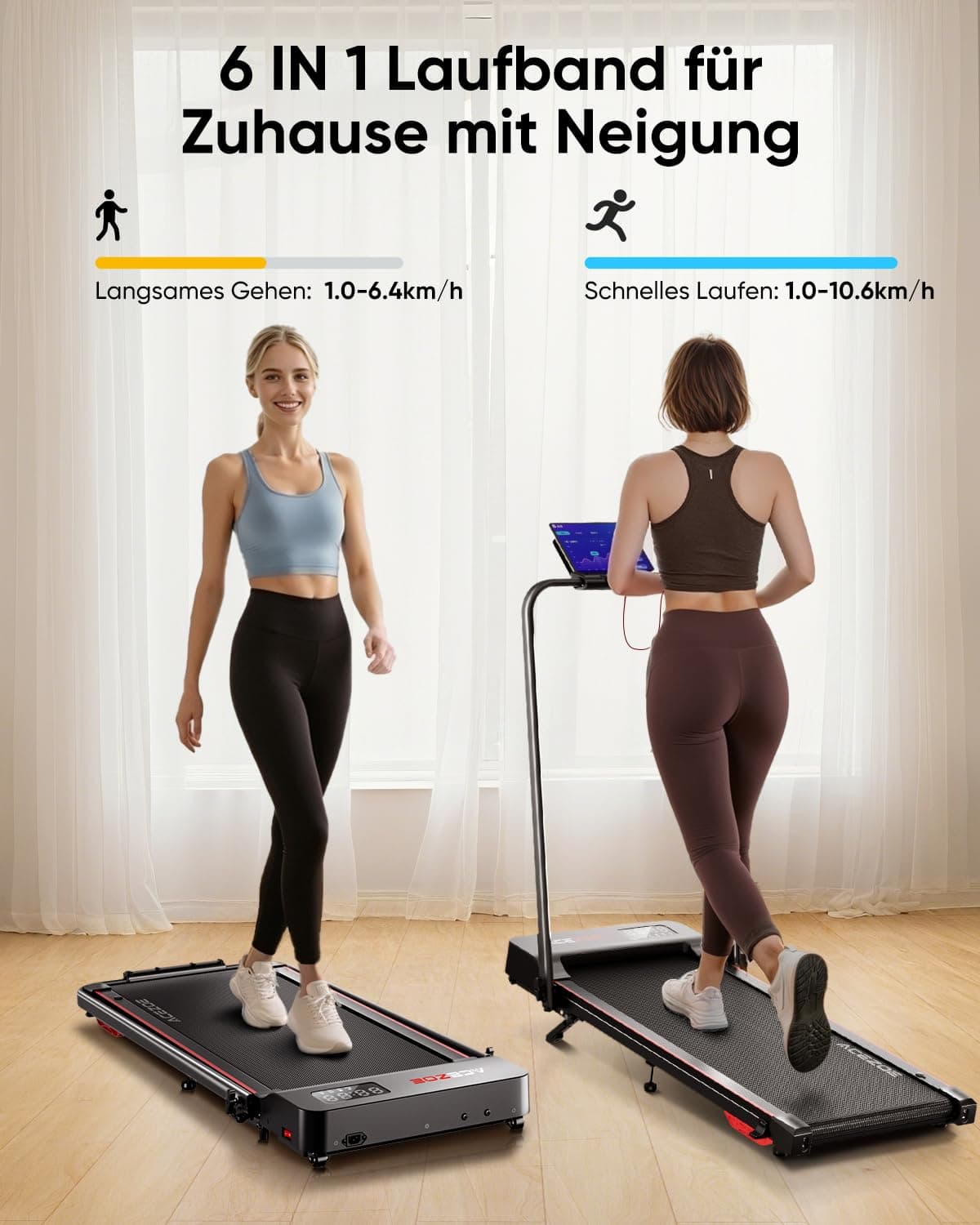 Acezoe 6 in 1 laufband für zuhause klappbar,Walking Pad mit – Bild 2