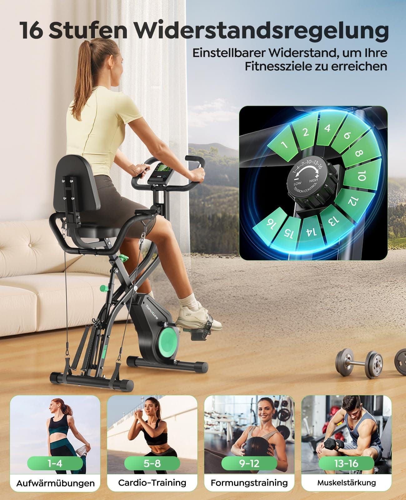 Toputure Neu Toputure Heimtrainer Fahrrad Klappbar mit App – Bild 3