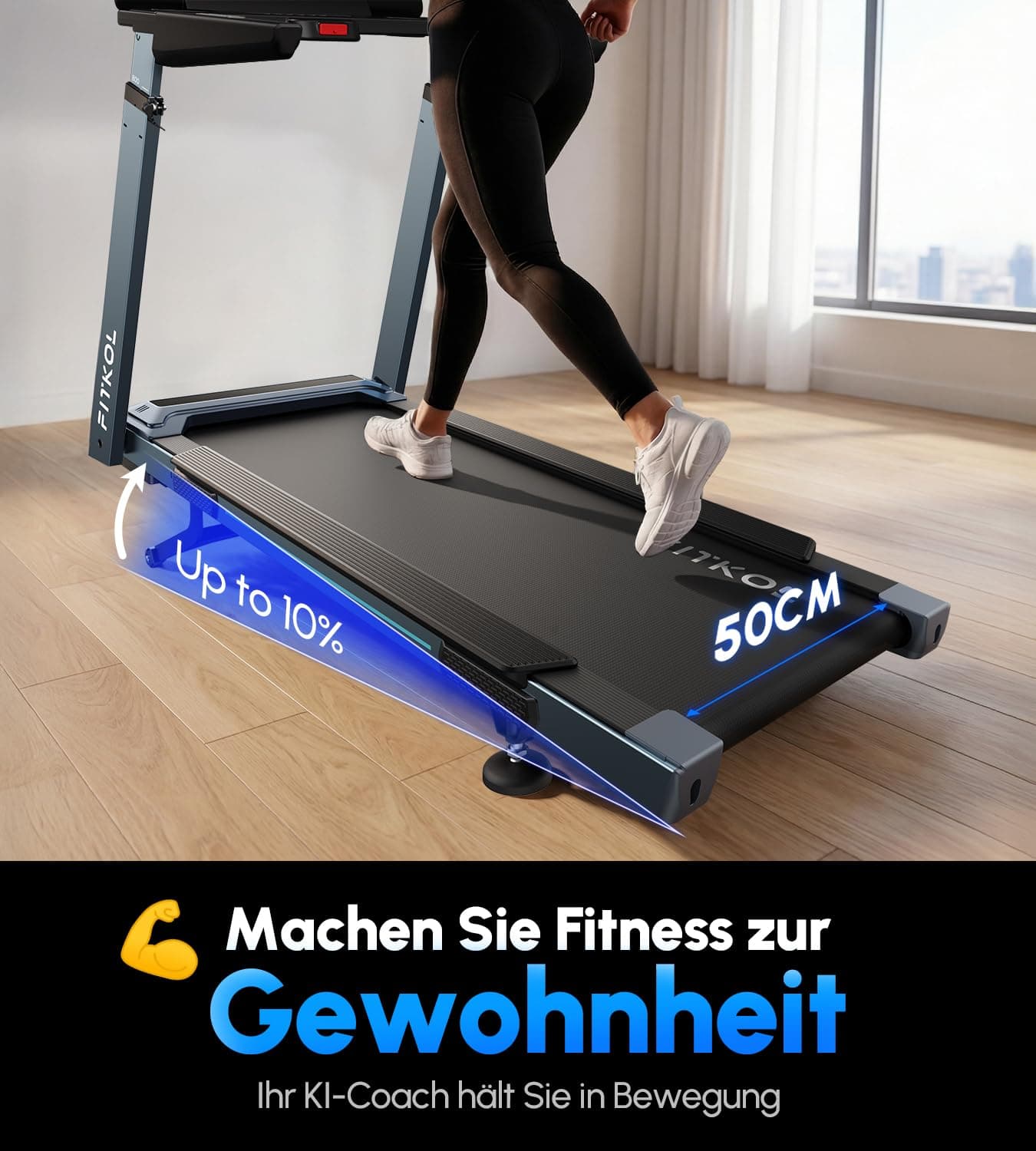 FITKOL KI-adaptiver Smarter Laufband für Zuhause 16.5km/h mit – Bild 5
