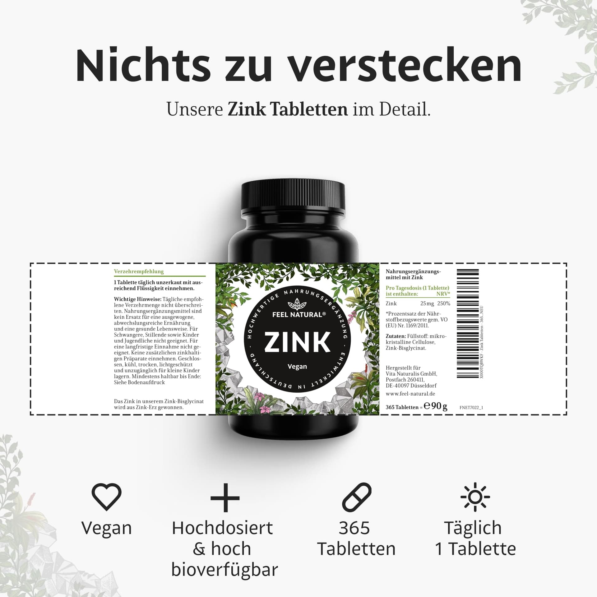Feel Natural Zink Tabletten - 365 Stück – Bild 6