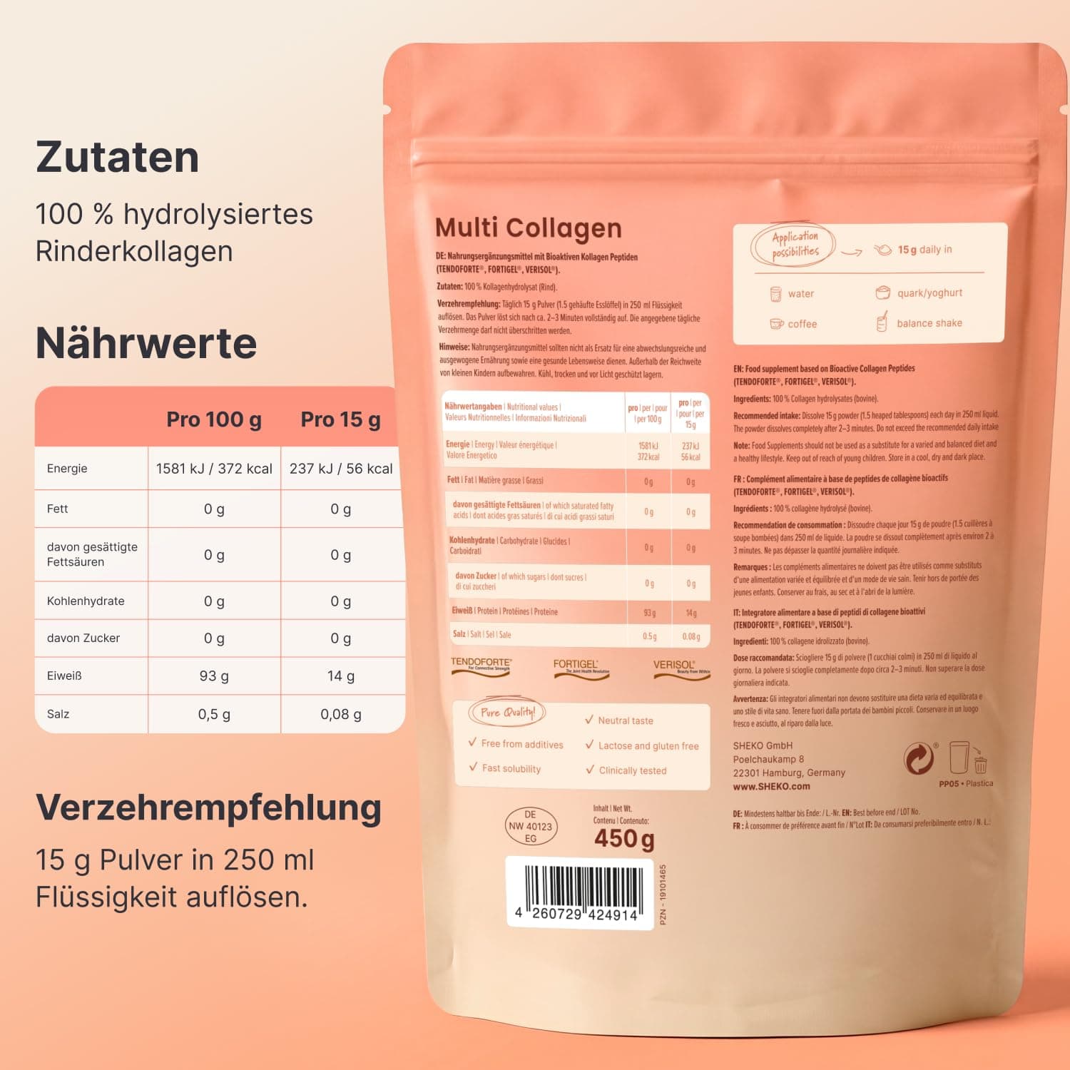 Sheko Premium Kollagen Pulver 450g – Bild 8