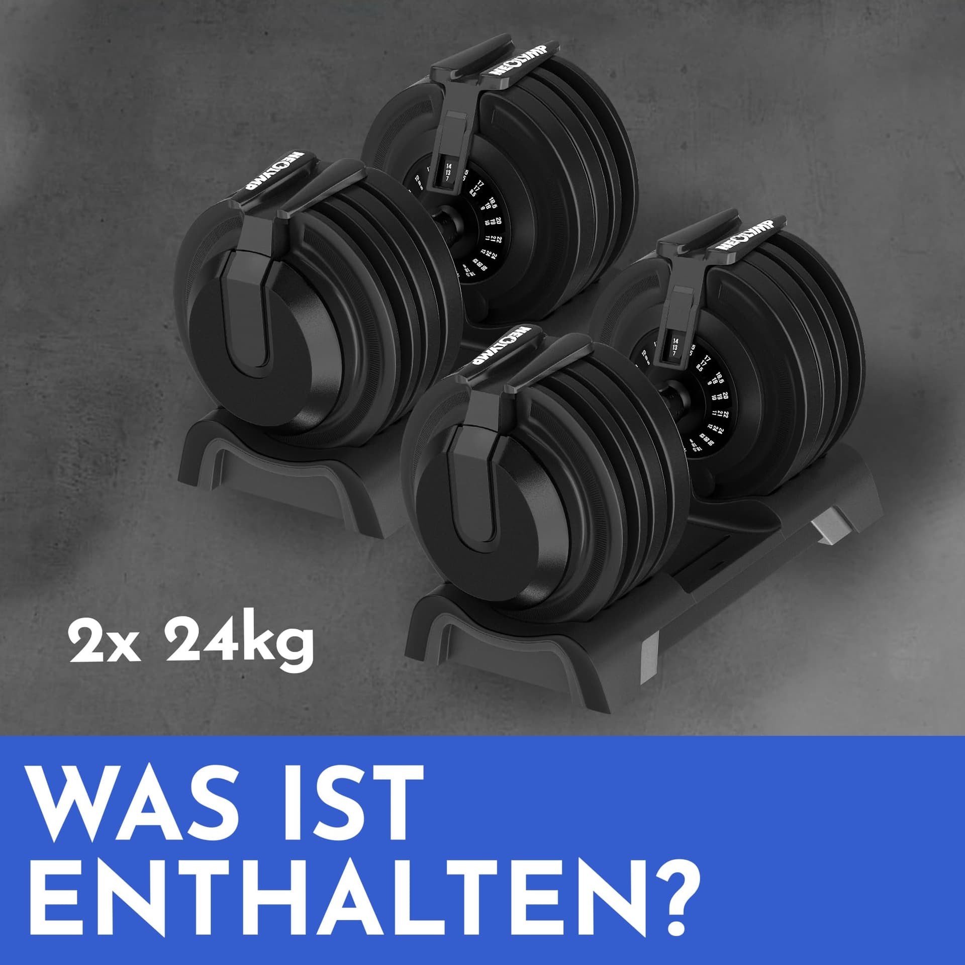 NEOLYMP 2er Set Kurzhantel verstellbar (2-24 kg – Bild 8
