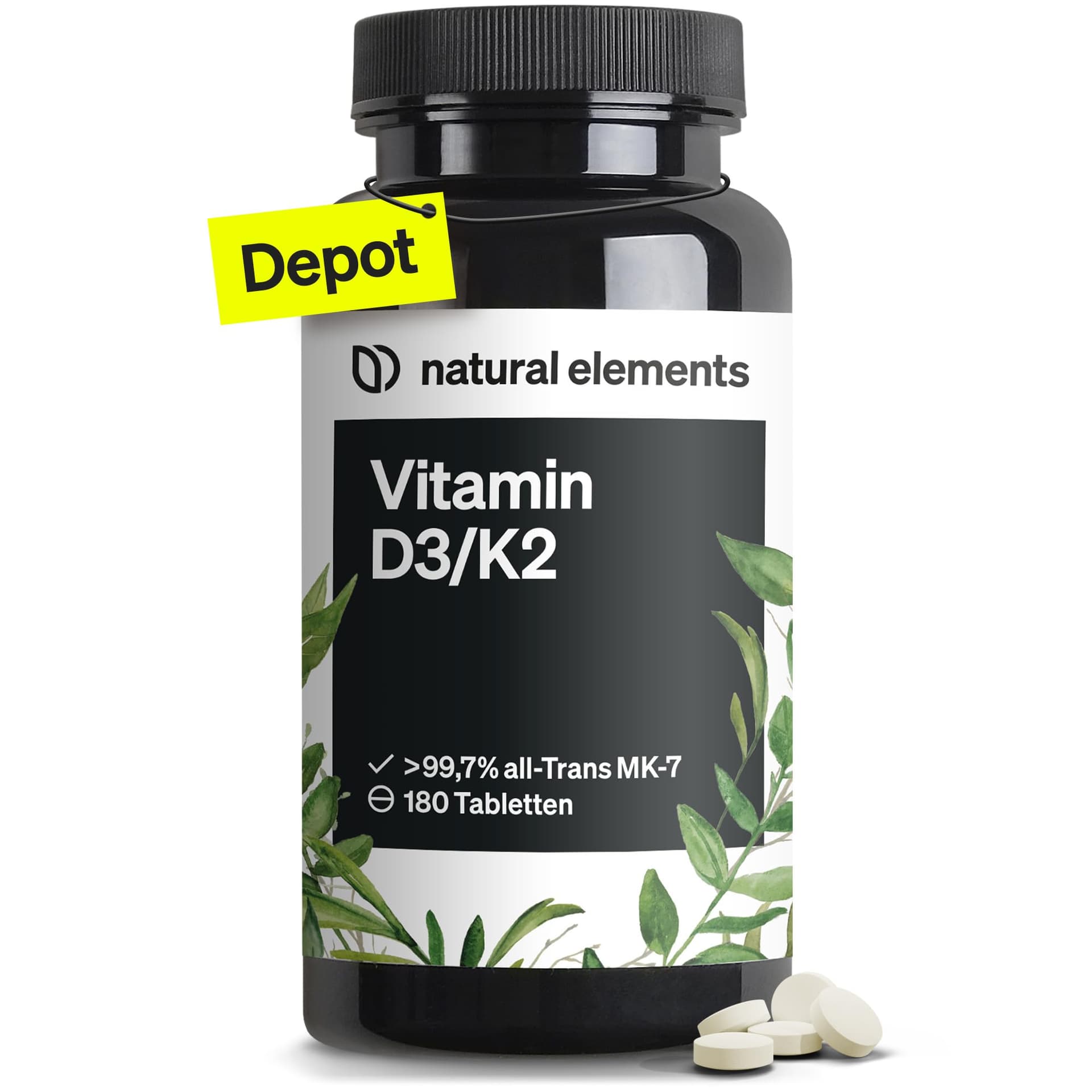 Natural Elements Vitamin D3 + K2 Depot – 180 Tabletten