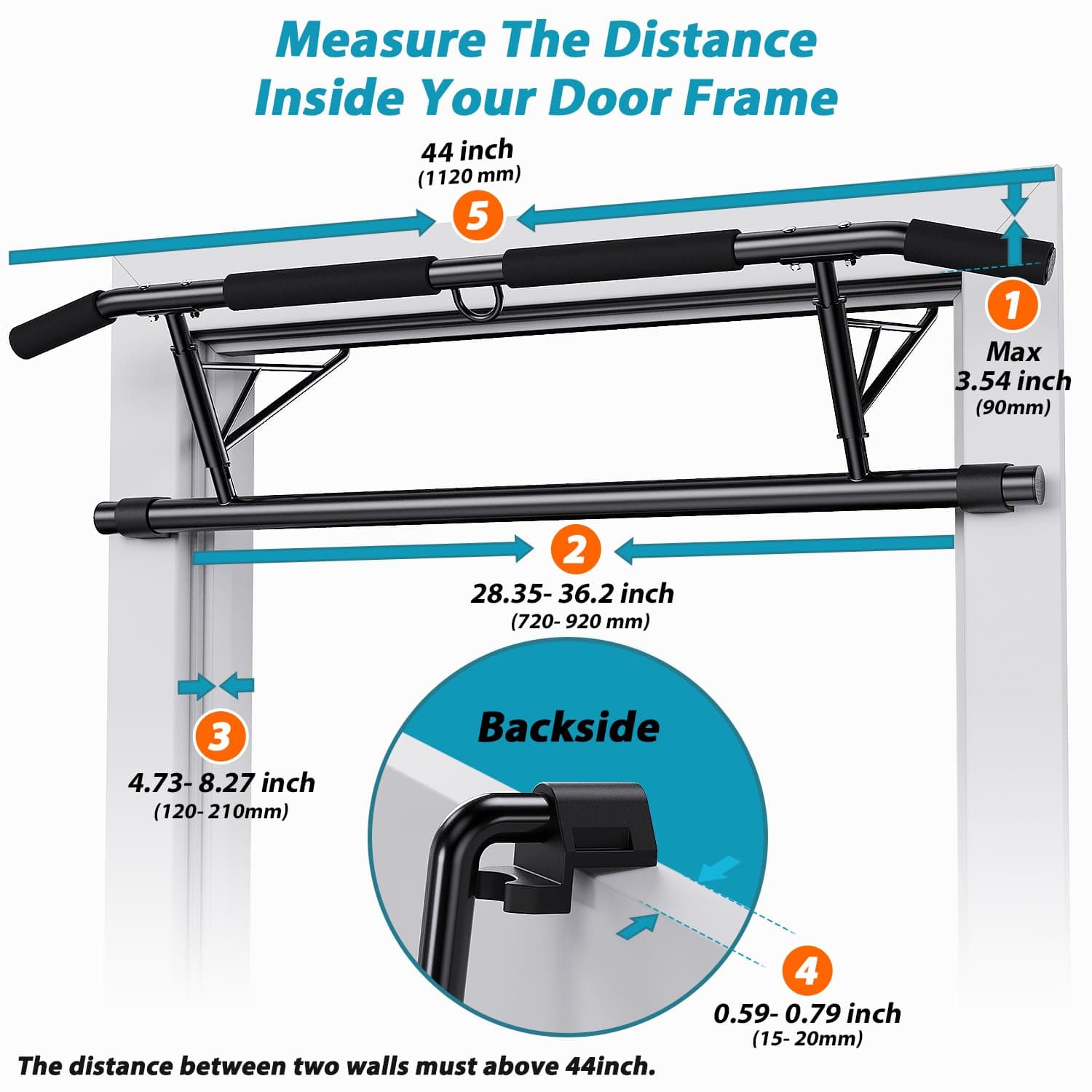 JX FITNESS Klimmzugstange Türrahmen Pull Up Bar mit – Bild 5