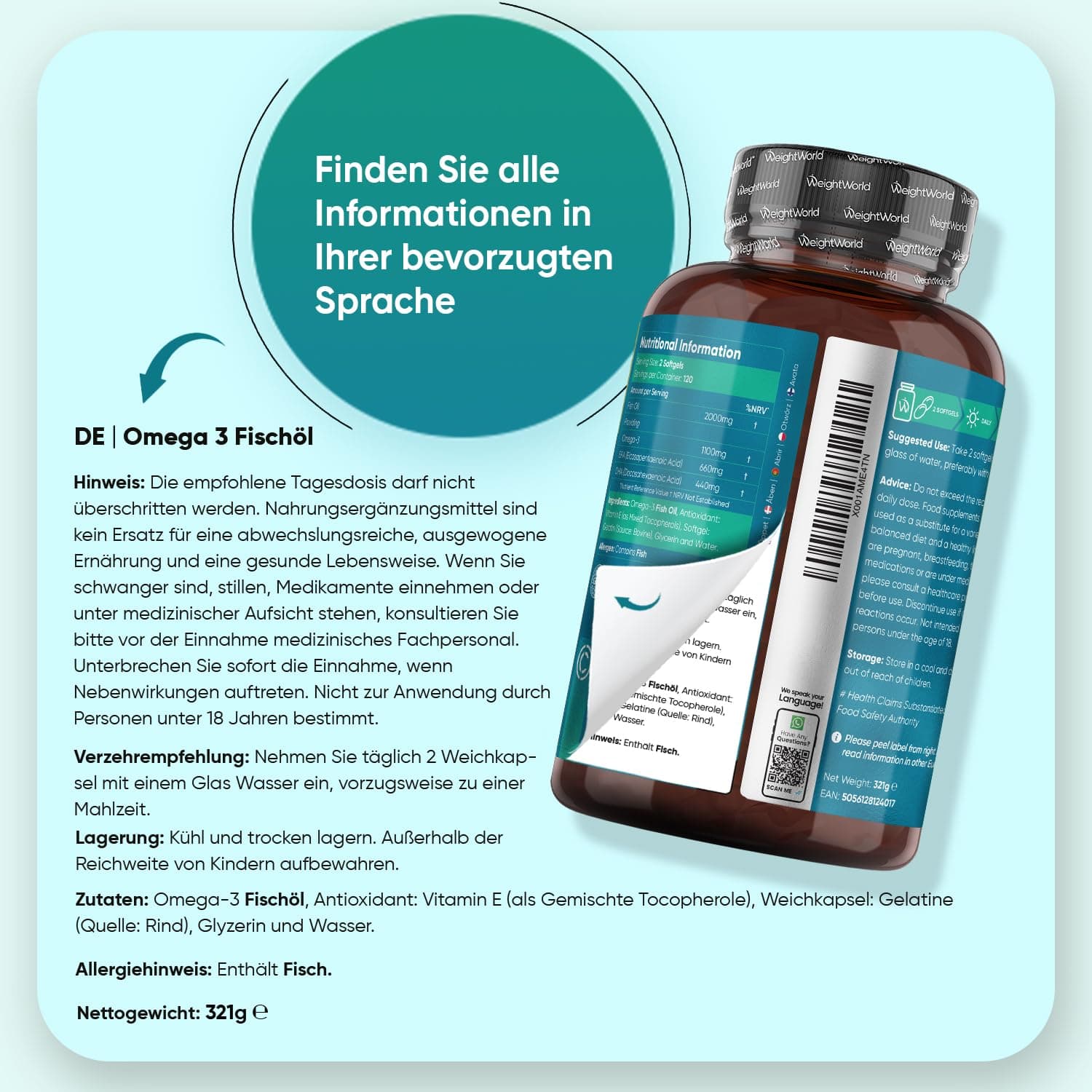 WeightWorld Omega 3 Fish Oil 2000mg – Bild 4