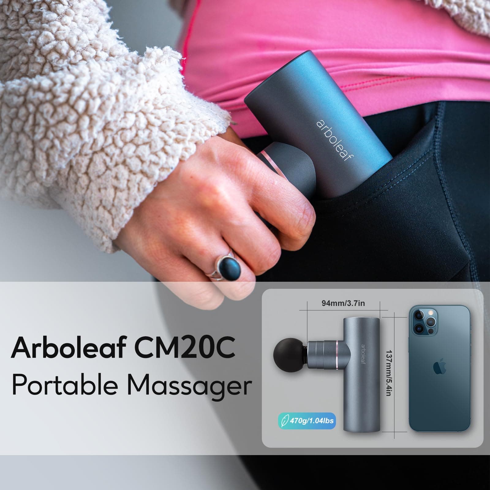 arboleaf Massagepistole mini Massage gun, 3200 U/min 0,47kg – Bild 3