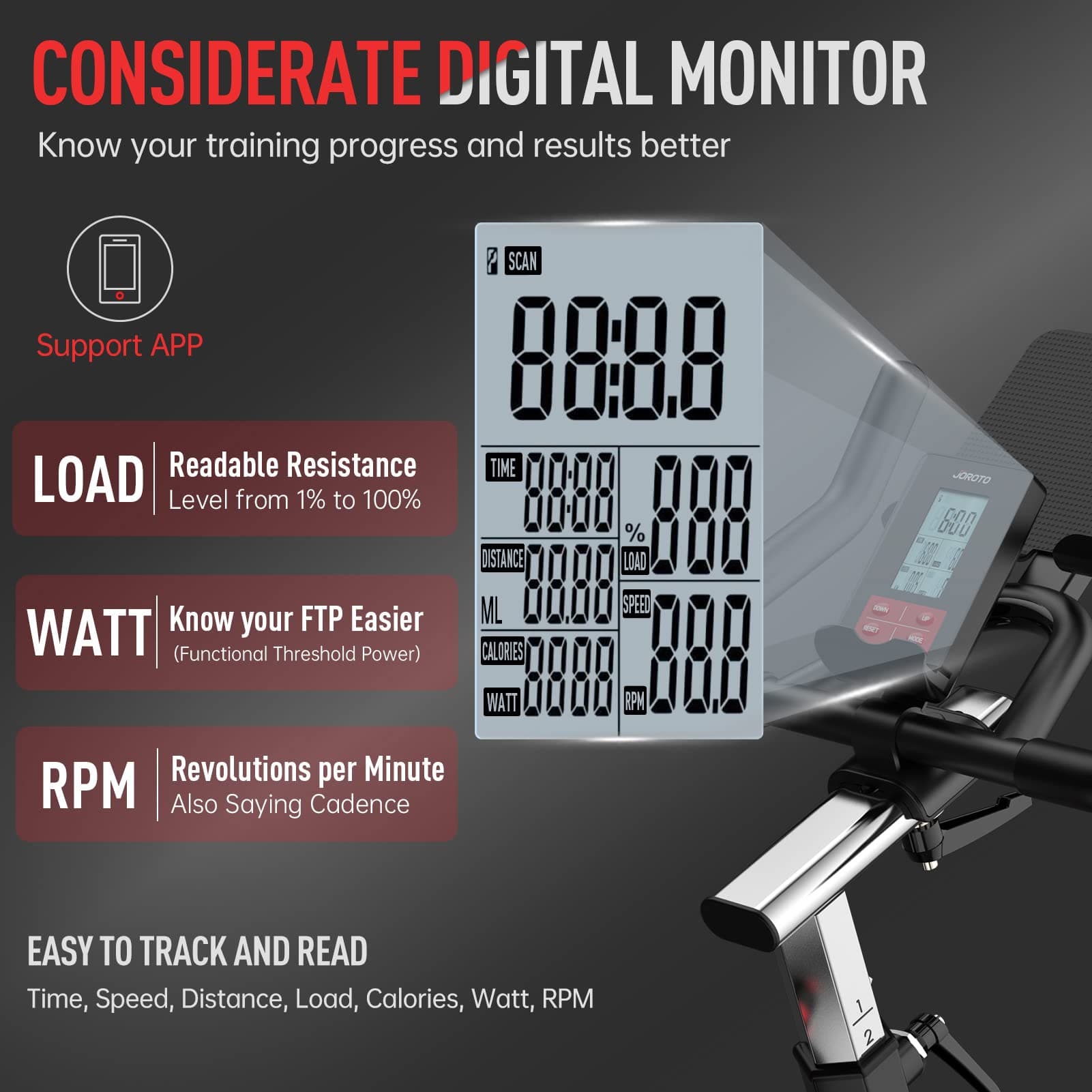 JOROTO Ergometer Heimtrainer X2PRO Bluetooth Hometrainer – Bild 3