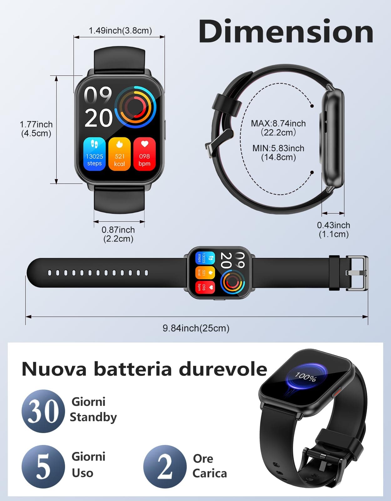 RUIMEN Montre Connectée Homme Femme avec Appel Bluetooth – Bild 6