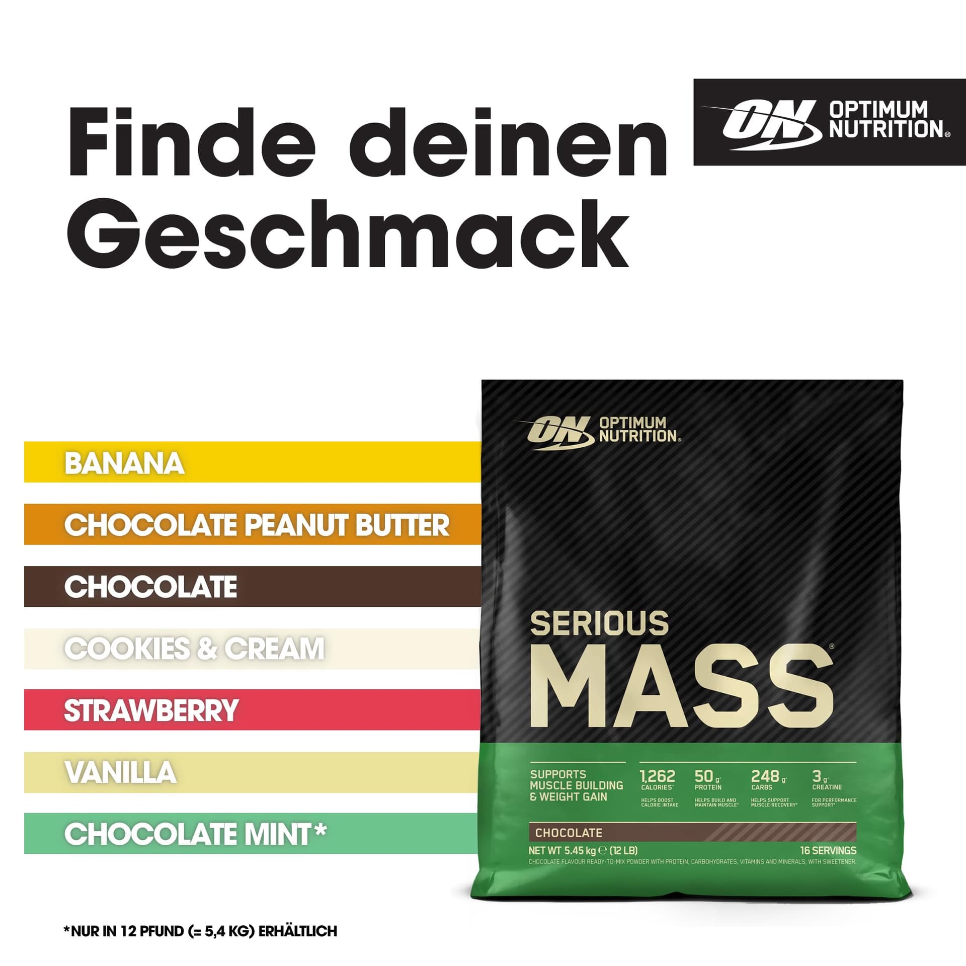 Optimum Nutrition Serious Mass 2025 Weight Gainer Pulver, Geschmack Schokolade, 2.66kg – Bild 5