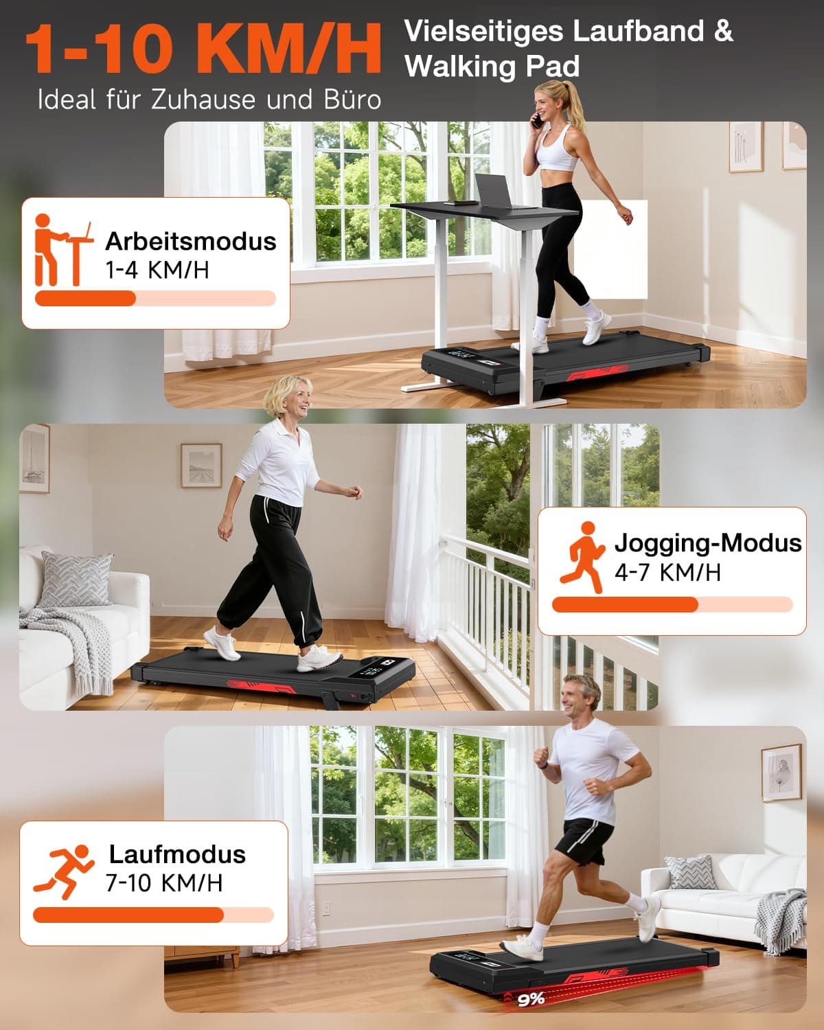 ApexPrime Sports Laufband klappbar elektrisch mit 9 % Steigung – Bild 4